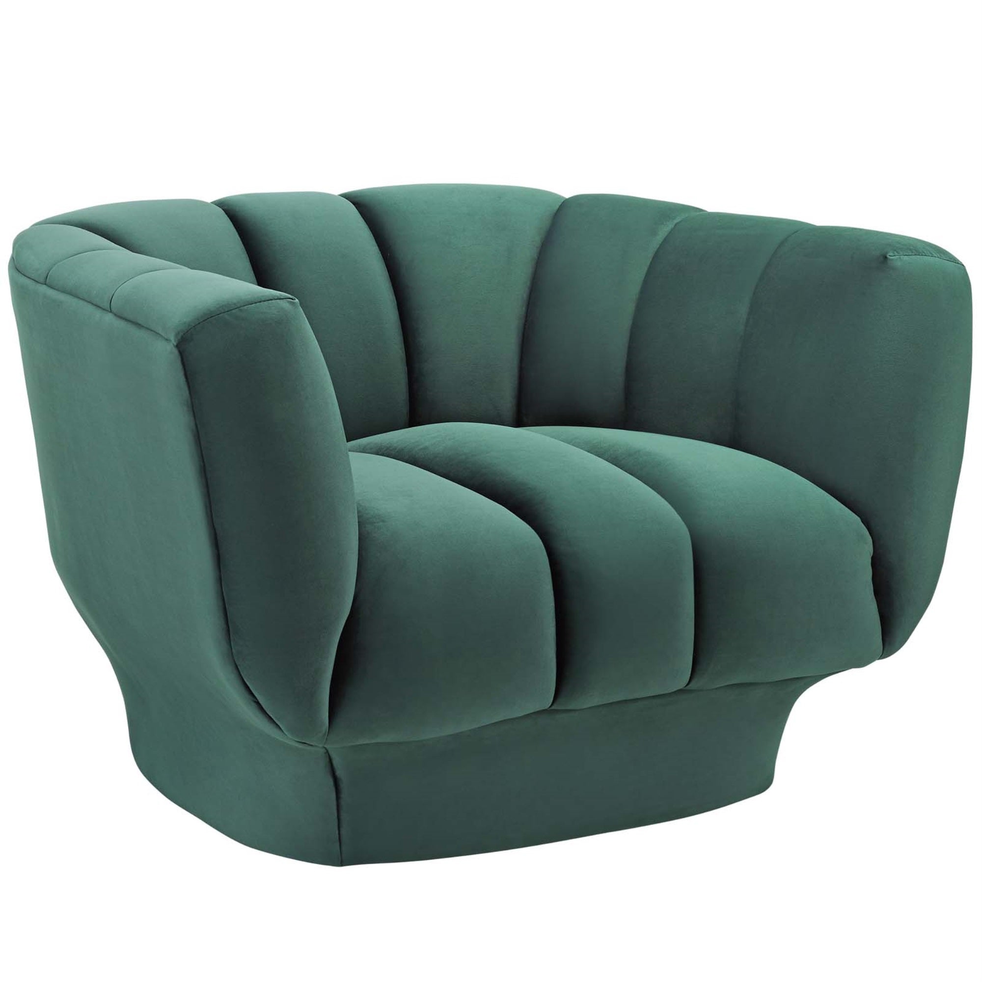Entertain Vertical Channel Tufted Armchair - Vintage Glamour, Plush Foam Padding, Stain-Resistant Velvet Upholstery, 300 Lb Weight Capacity