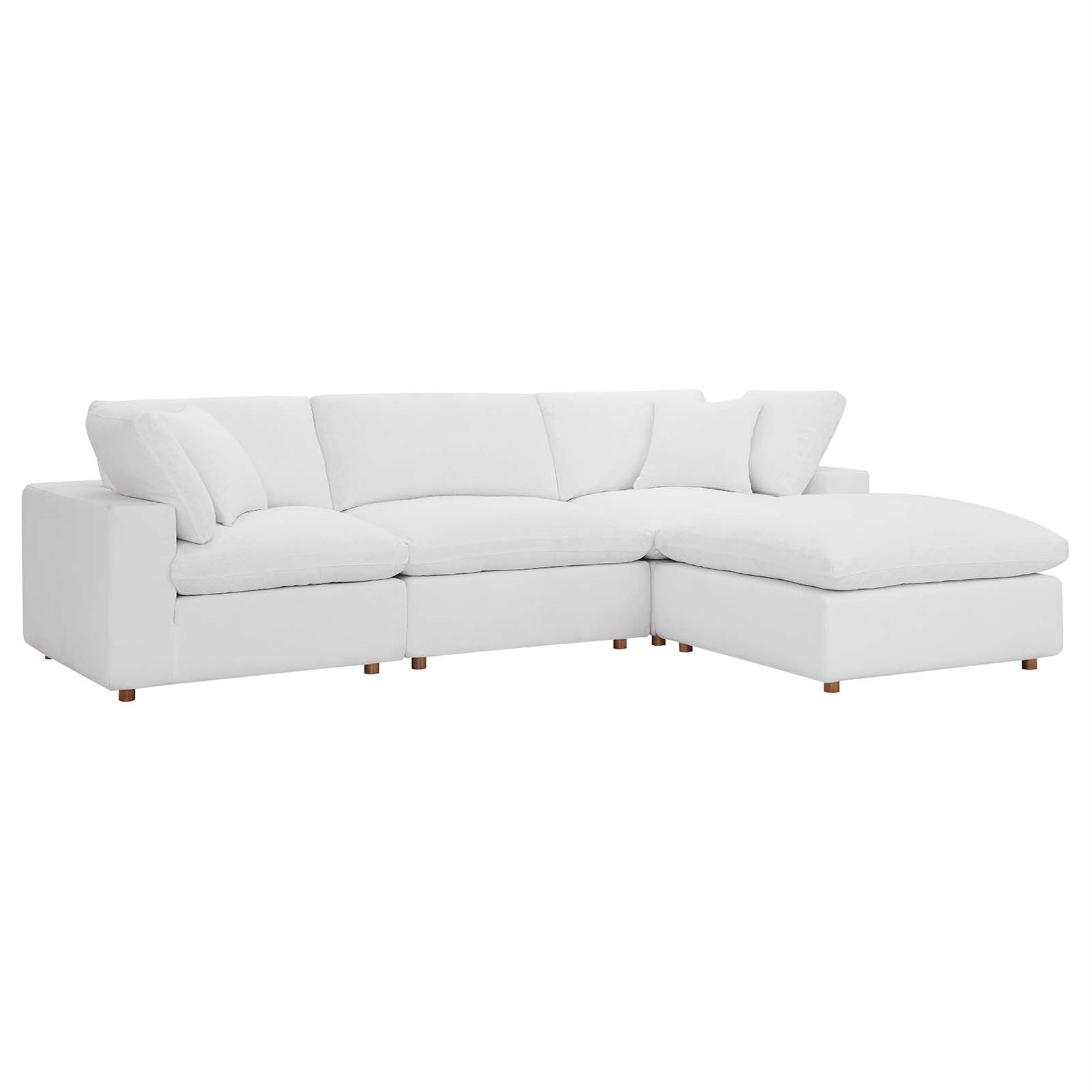Ergode Modern Sectional Sofa Set: Cozy & Inviting, Polyester Upholstery, Solid Wood Frame, Down Feather Cushions, Ottoman Included.
