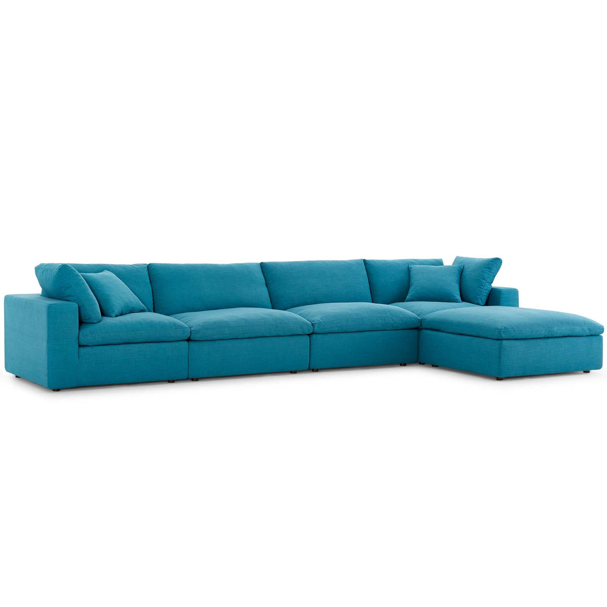 Commix Down Filled Overstuffed 5 Piece Sectional Sofa Set - Teal