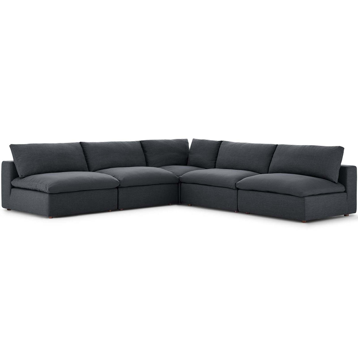 Commix Down Filled Overstuffed 5 Piece Sectional Sofa Set - Gray