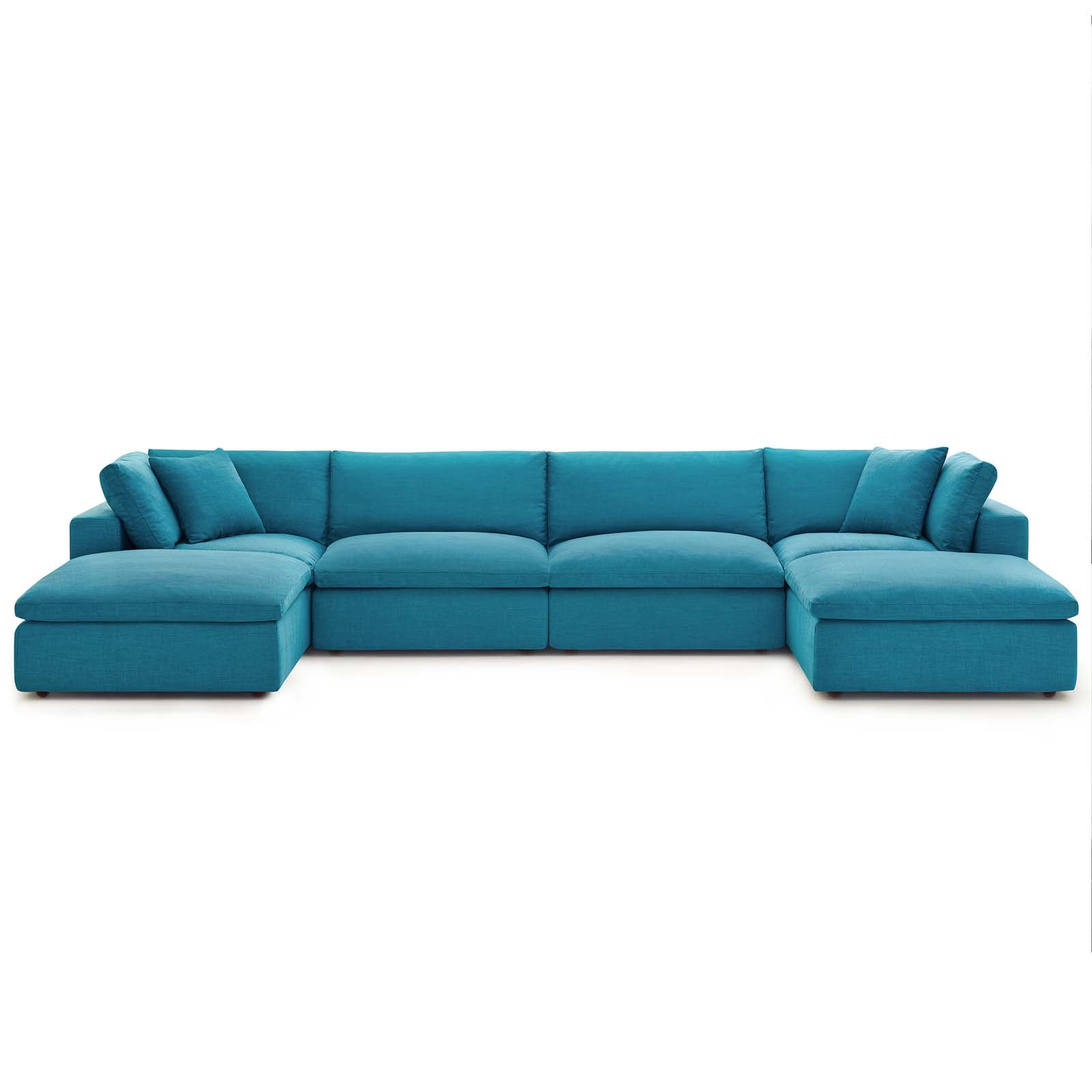 Commix Down Filled Overstuffed 6 Piece Sectional Sofa Set - Teal
