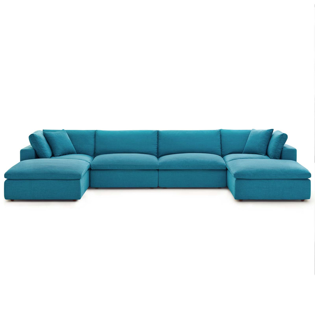 Commix Down Filled Overstuffed 6 Piece Sectional Sofa Set - Teal