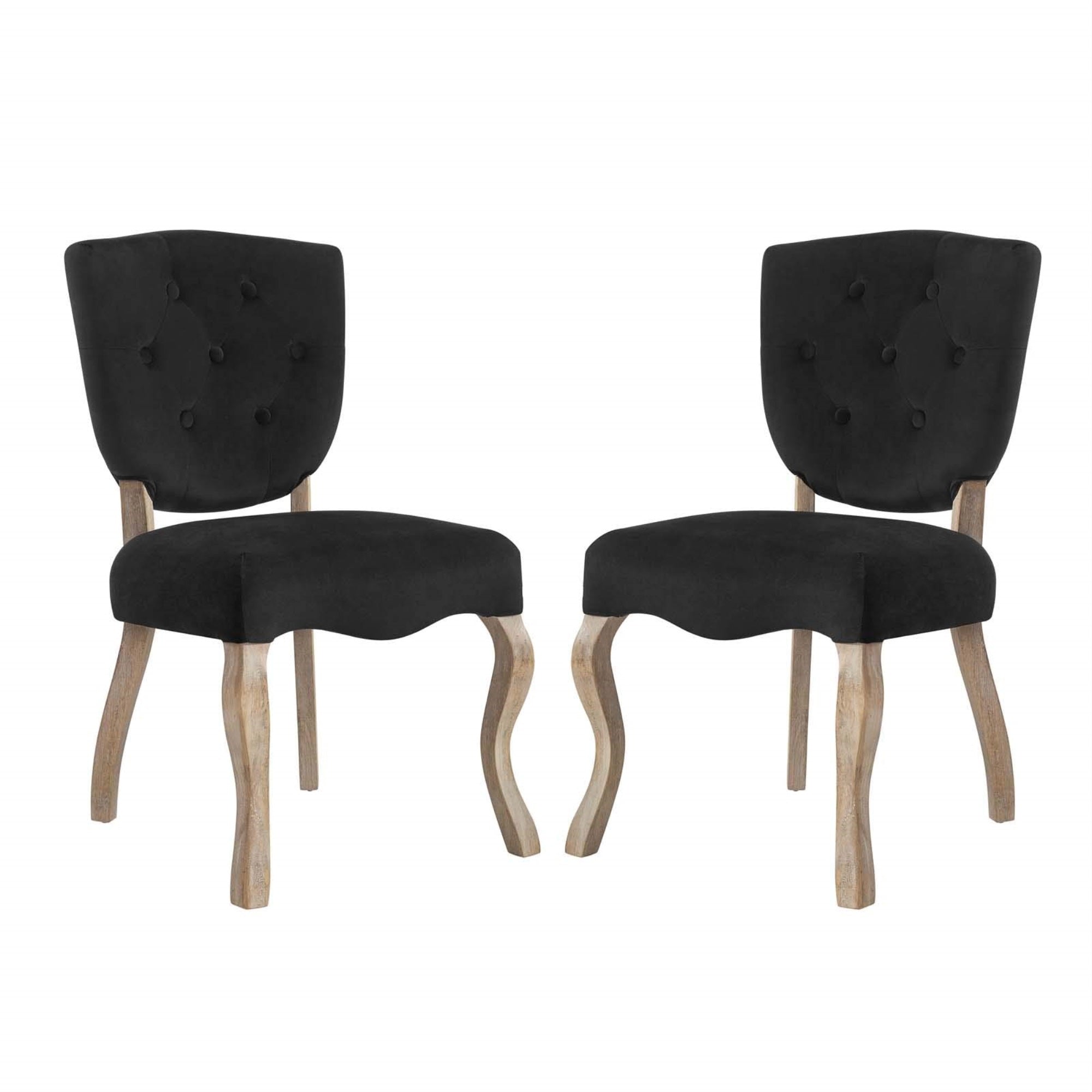Casafoyer Array French Vintage Tufted Performance Velvet Two Dining Chairs In Black