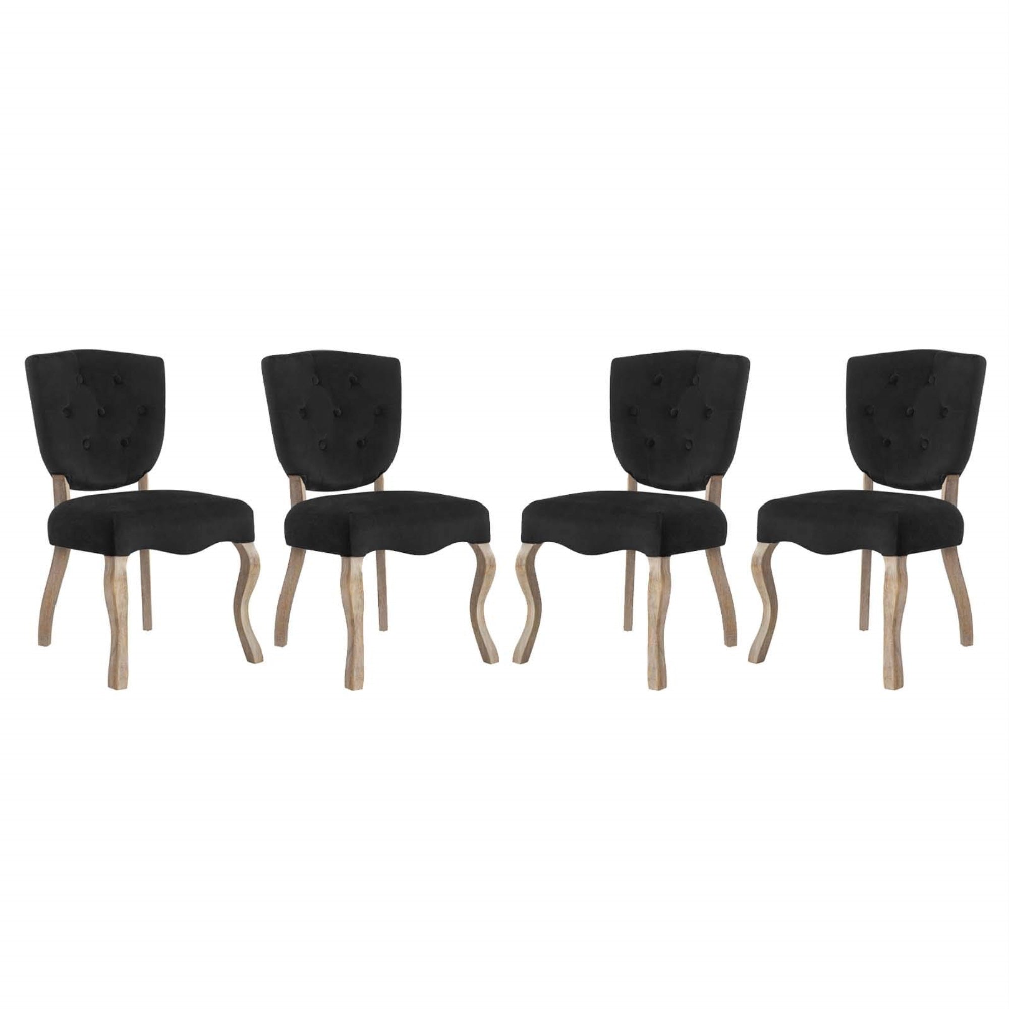 Casafoyer Array French Vintage Tufted Performance Velvet Fully Assembled, Four Dining Chair, Black
