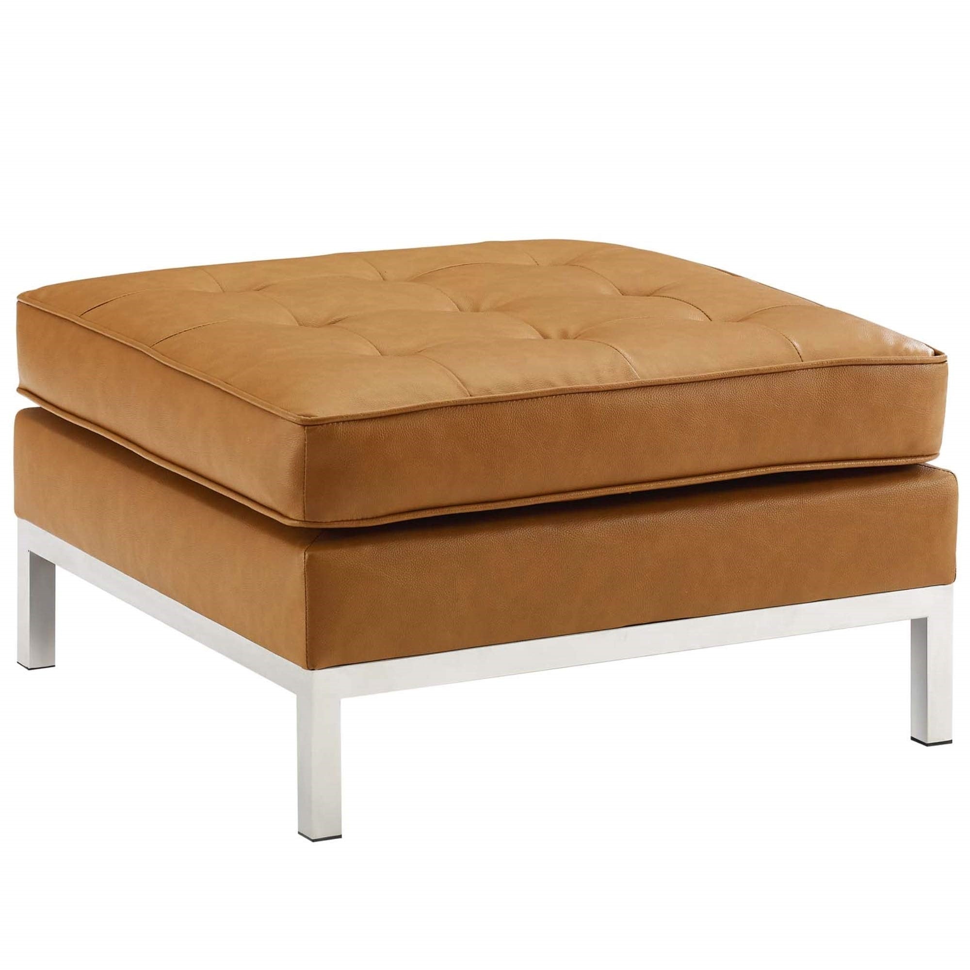 Yardlio Timeless Loft Tufted Button Ottoman | Luxurious Faux Leather | Sleek Design