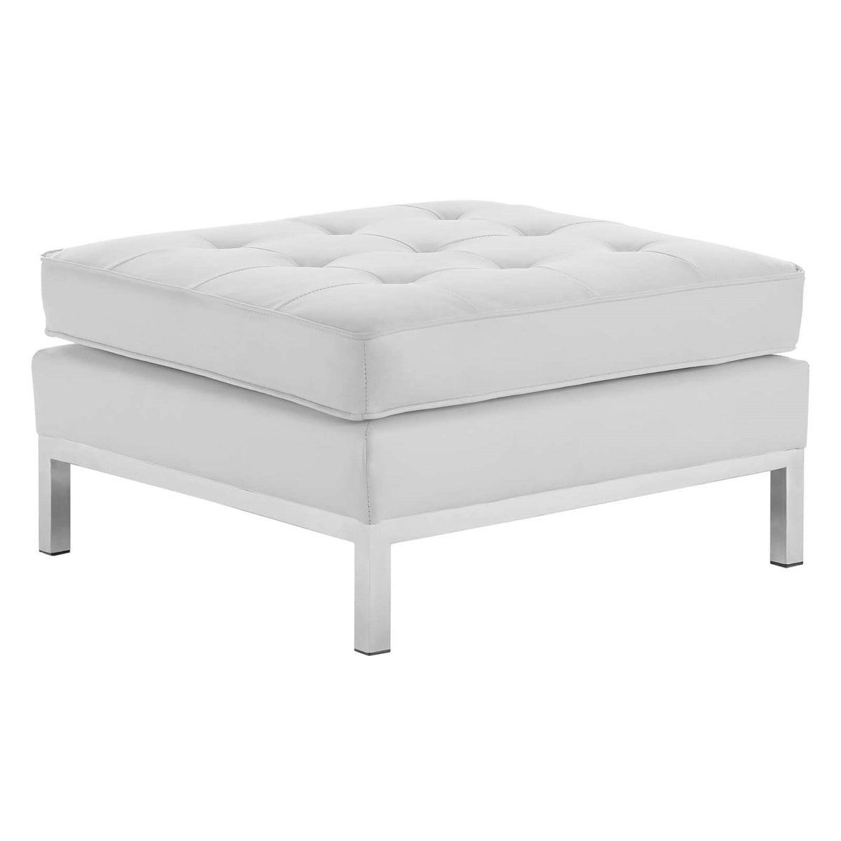 Yardlio Loft Tufted Button Ottoman | Luxurious Faux Leather | Sleek Design