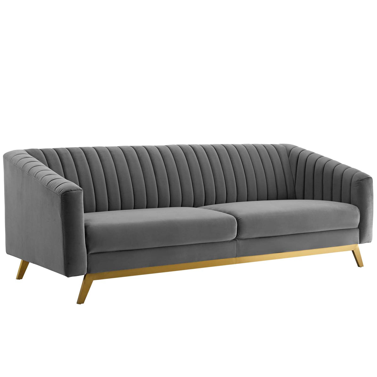 Valiant Vertical Channel Tufted Performance Velvet Loveseat - Gray