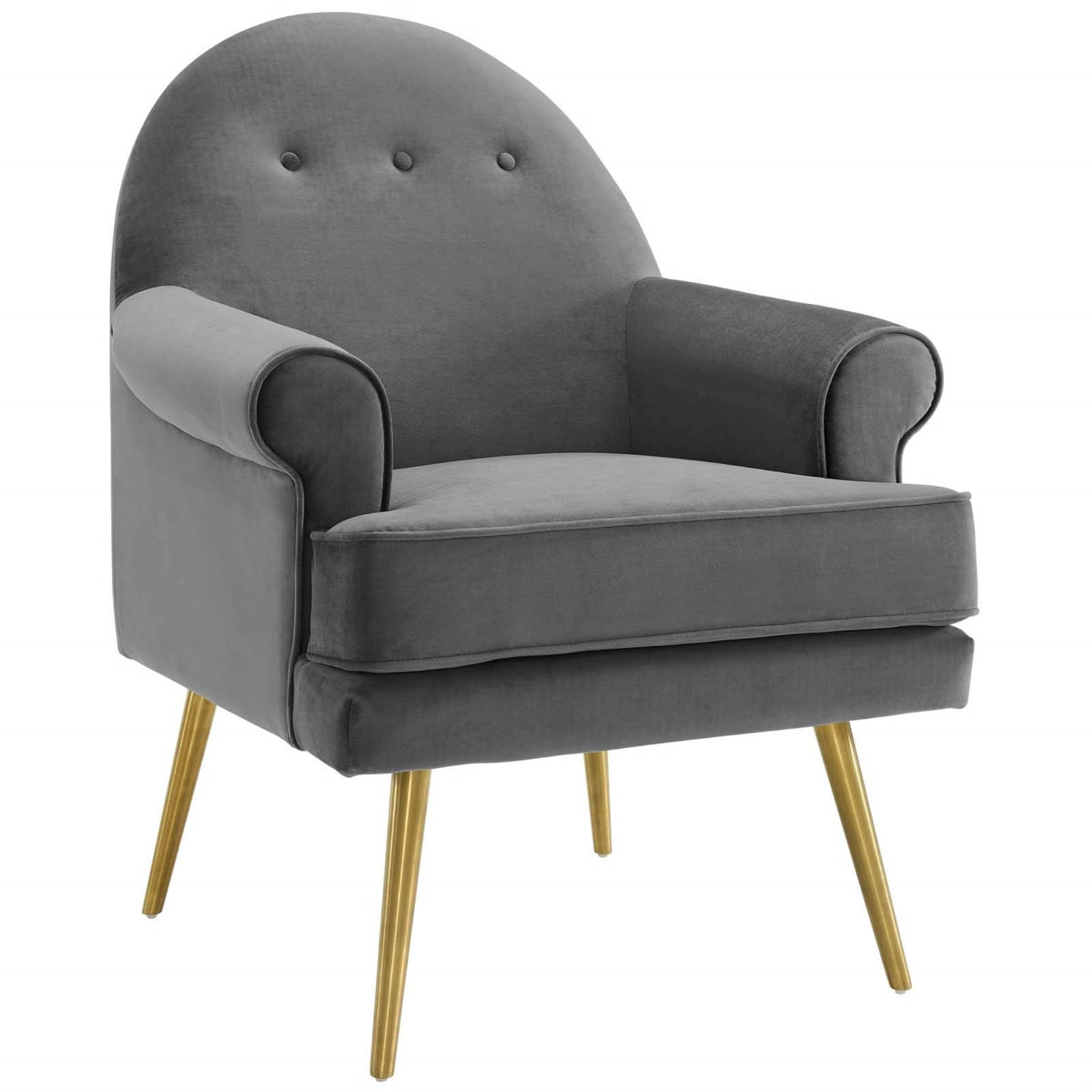 Casafoyer Revive Mid-Century Modern Upholstered Performance Velvet Accent Lounge Arm Chair In Gray