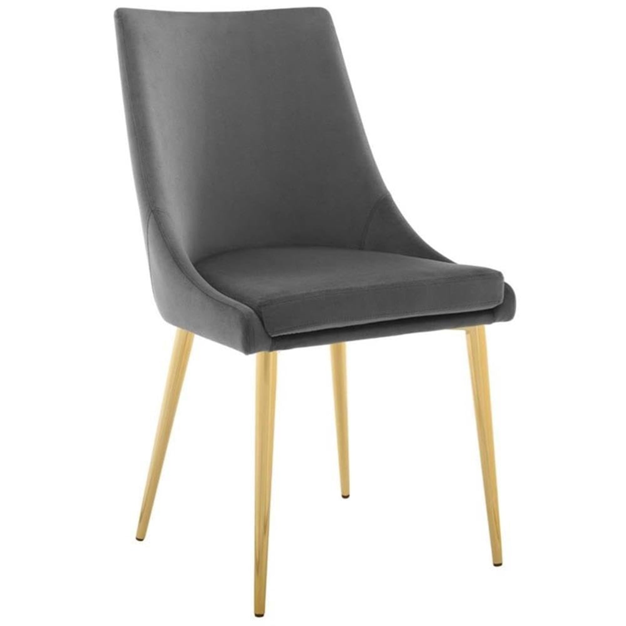 Casafoyer Viscount Modern Accent Performance Velvet Dining Chair, Gray