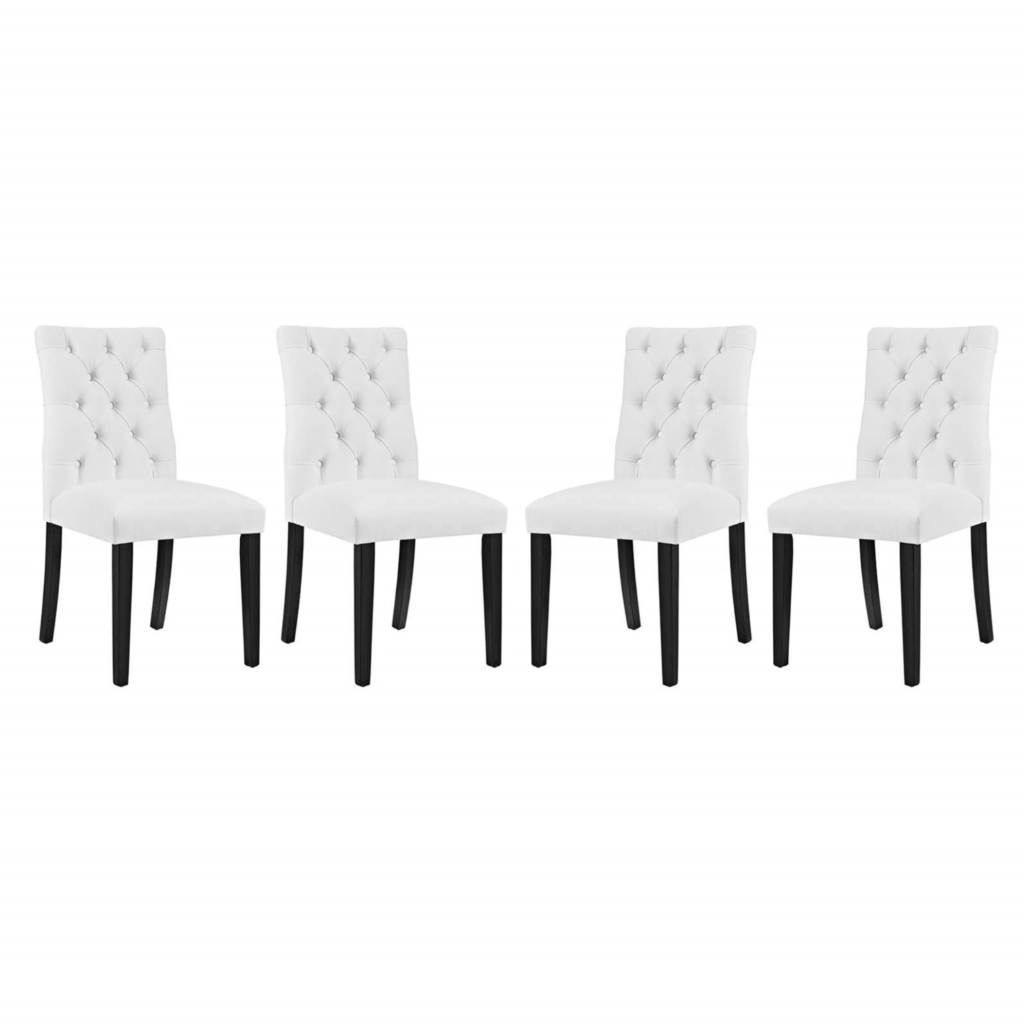 Casafoyer Duchess Vinyl Set Of 4, Four Dining Chairs, White