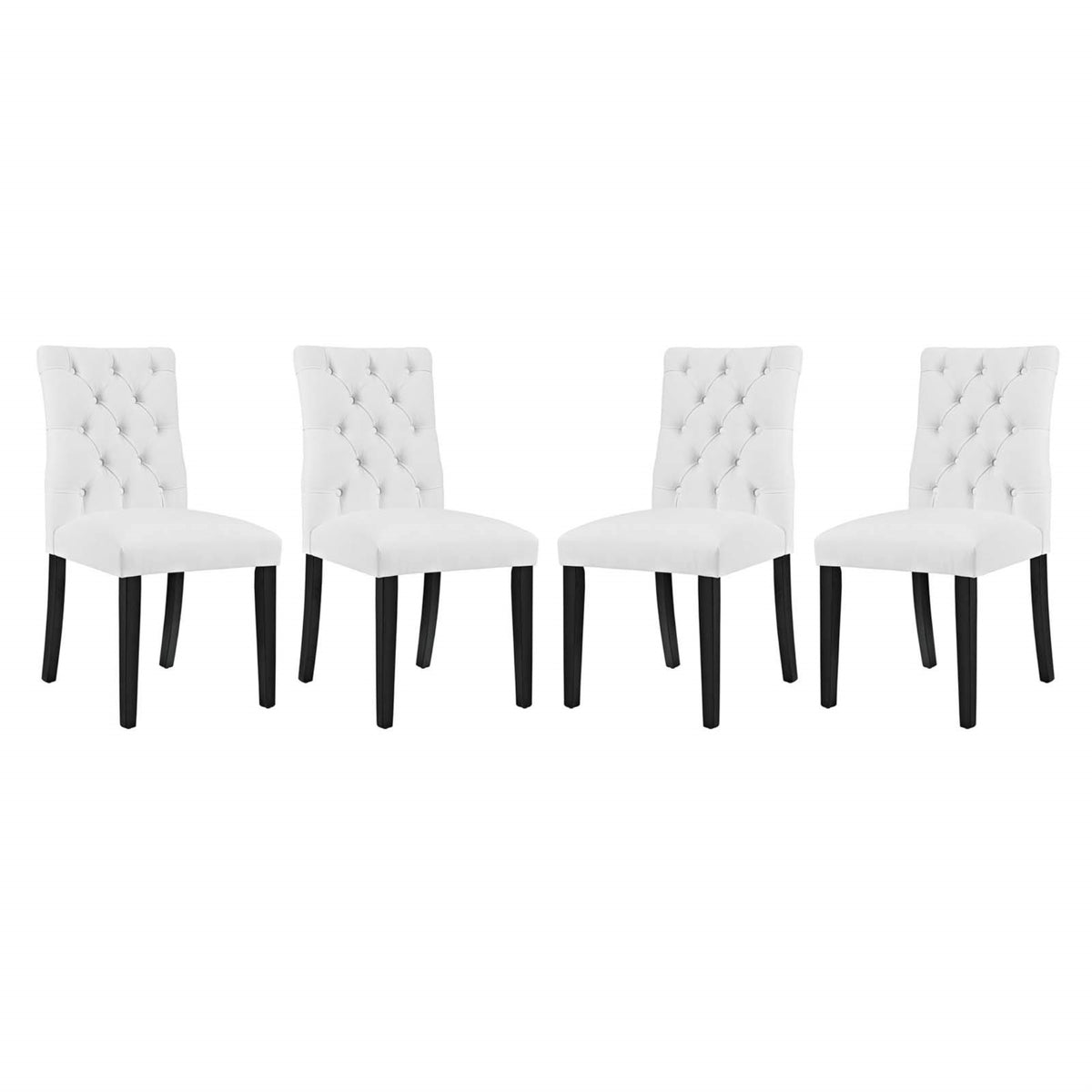 Casafoyer Duchess Vinyl Set Of 4, Four Dining Chairs, White