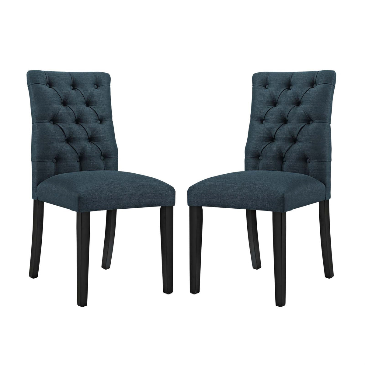 Sophisticated And Elegant Duchess Dining Chair Set - Tufted Buttons, Foam Padding, Fine Fabric Upholstery, Sturdy Wood Legs - Set Of 2