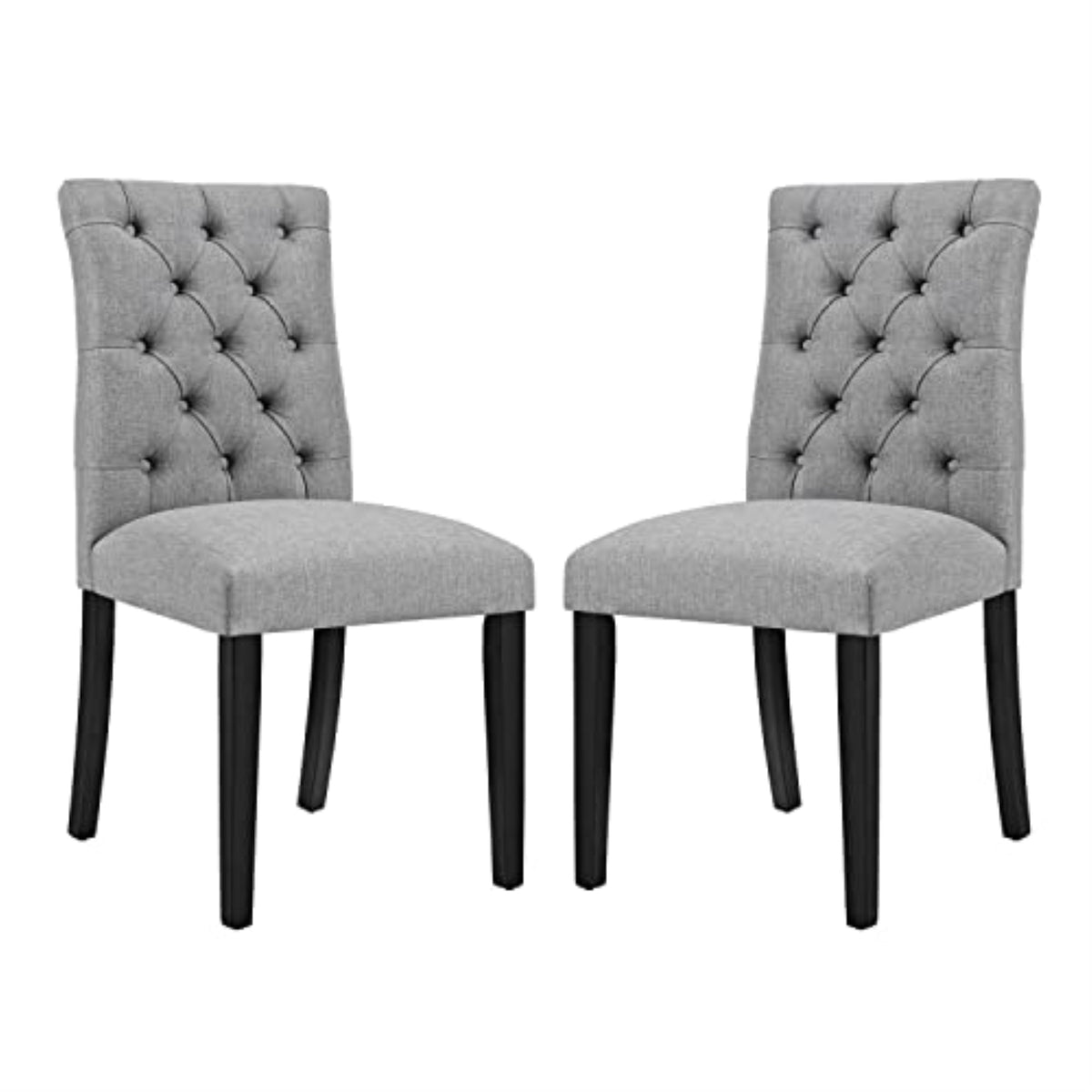 Casafoyer Duchess Modern Tufted Button Upholstered Fabric Parsons Two Dining Chairs In Light Gray