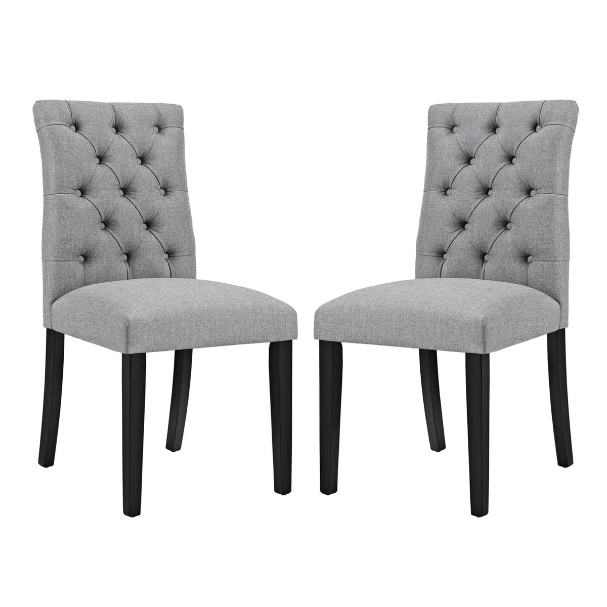 Sophisticated And Elegant Duchess Dining Chair Set - Tufted Button Back, Plush Foam Padding, Fine Fabric Upholstery, Sturdy Wood Legs. Set Of 2.