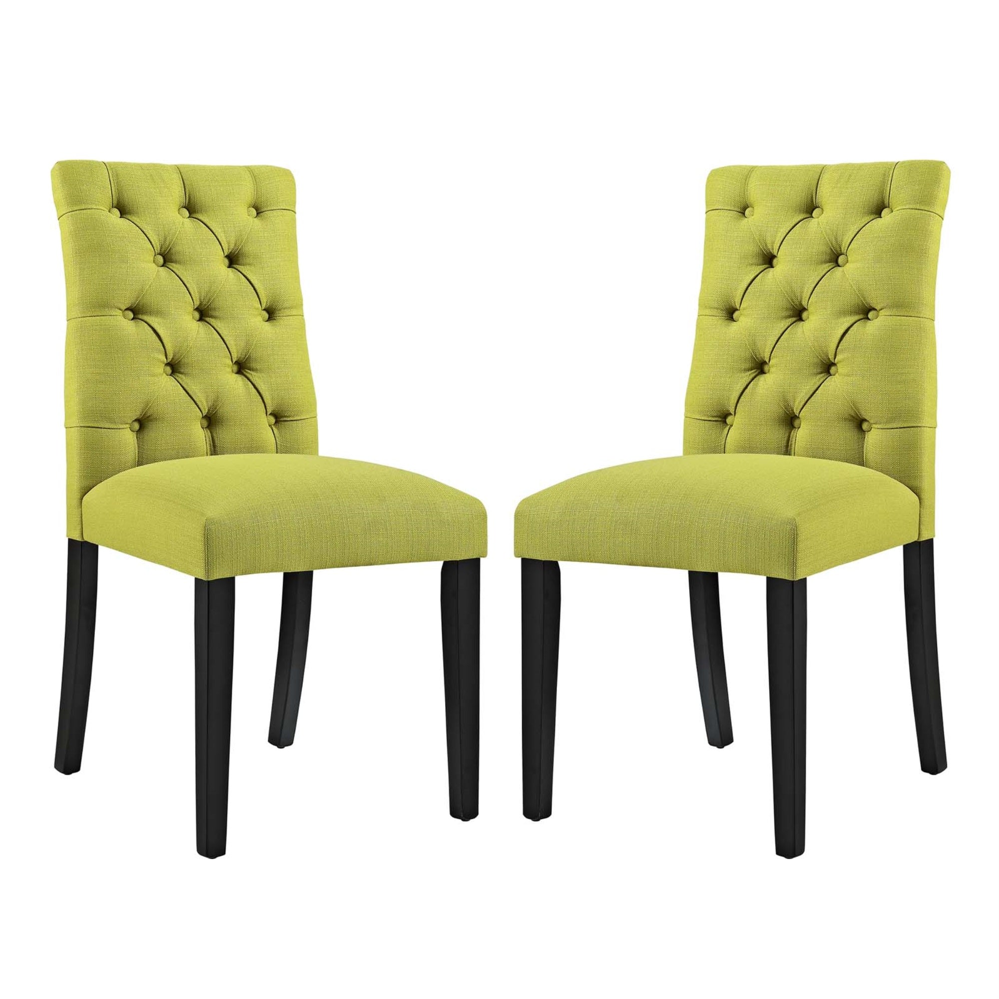 Luxurious Duchess Dining Chair Set - Chic Design, Tufted Button Detailing, Comfortable Foam Padding, Exquisite Fabric Upholstery, Sturdy Wood Legs - Set Of 2