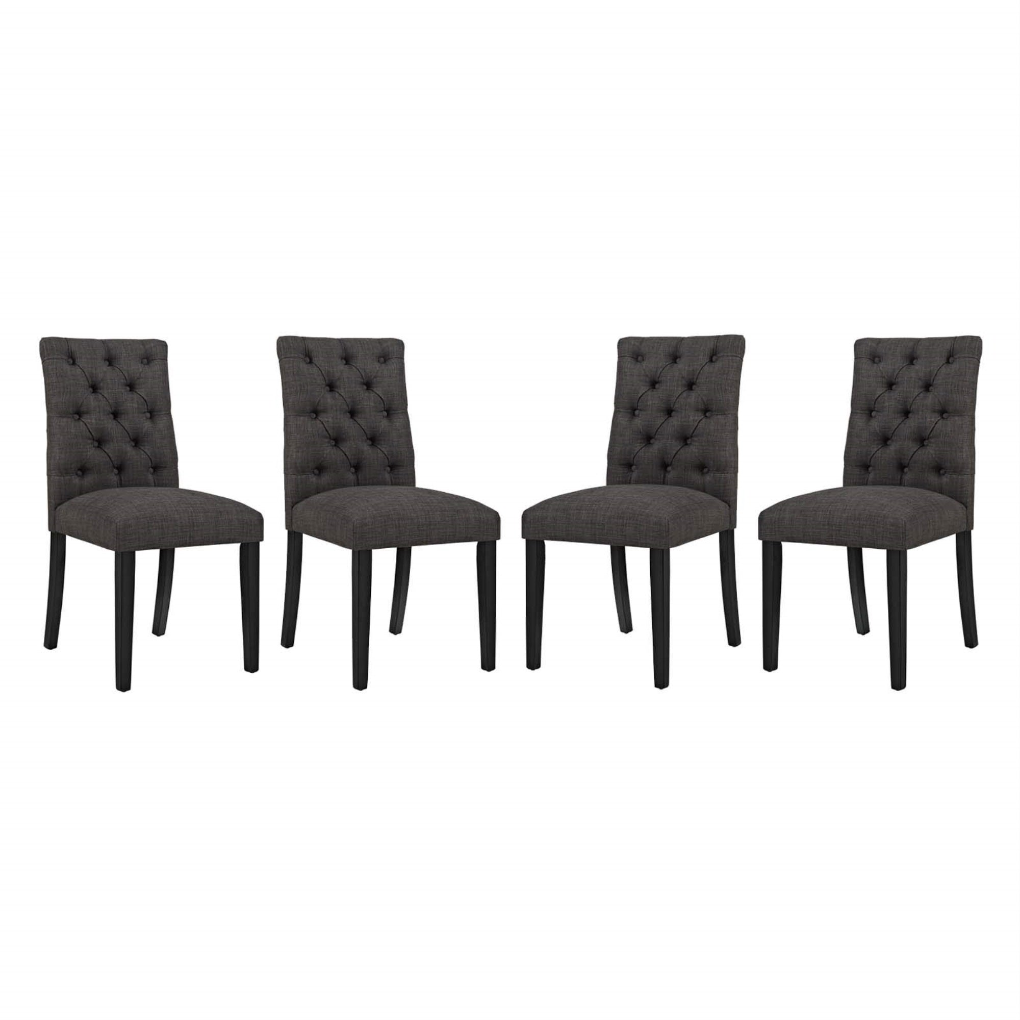 Casafoyer Duchess Modern Tufted Button Upholstered Fabric Parsons Four Dining Chairs In Brown