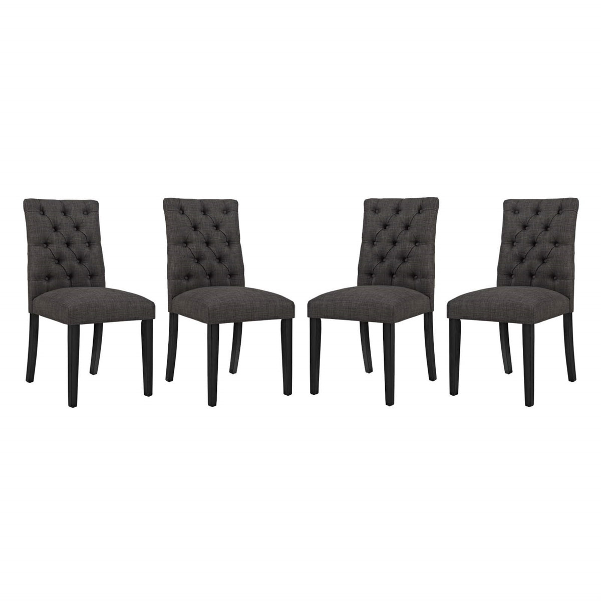 Casafoyer Duchess Modern Tufted Button Upholstered Fabric Parsons Four Dining Chairs In Brown