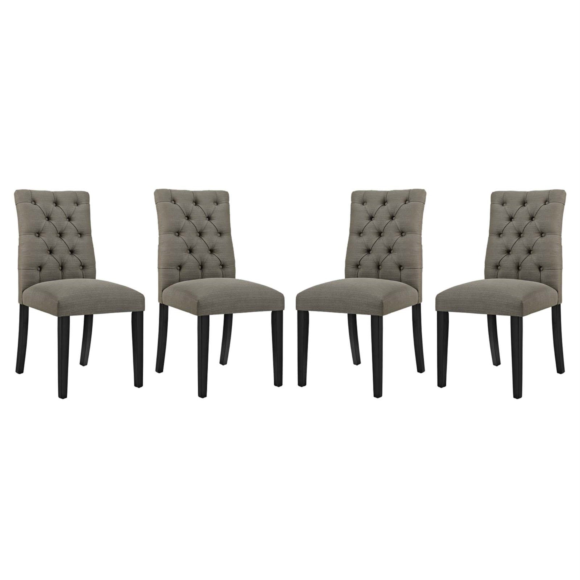 Duchess Dining Chair Set Of 4 - Elegant Curvy Design, Tufted Button Back, Comfortable Foam Padding, Non-Marking Wood Legs.