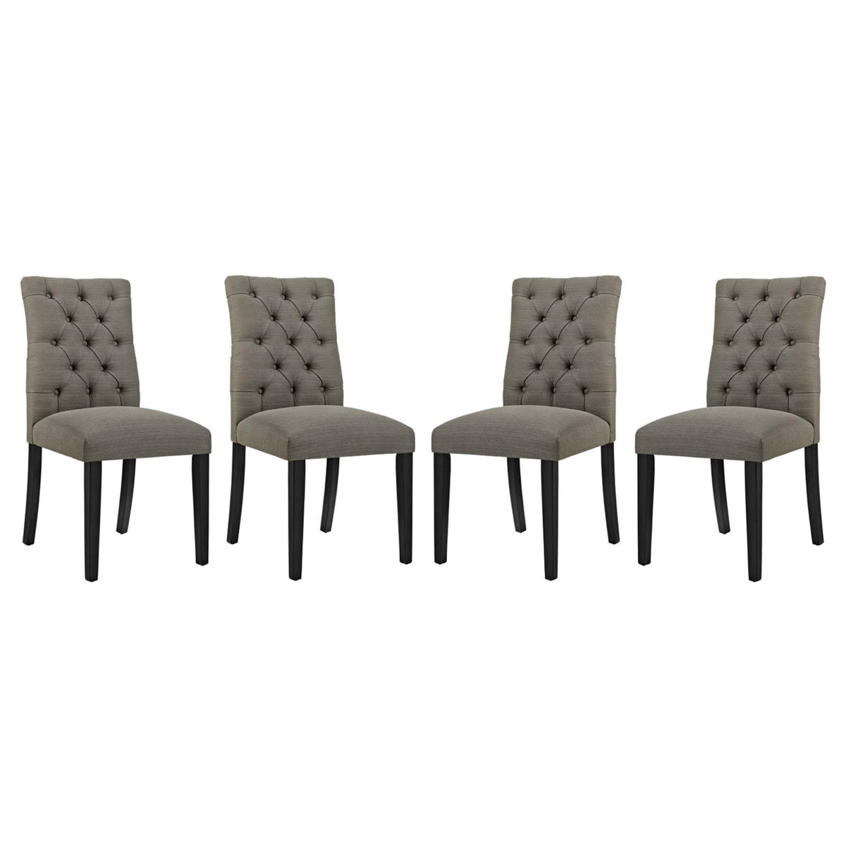 Duchess Dining Chair Set Of 4 - Elegant Curvy Design, Tufted Button Back, Comfortable Foam Padding, Non-Marking Wood Legs.