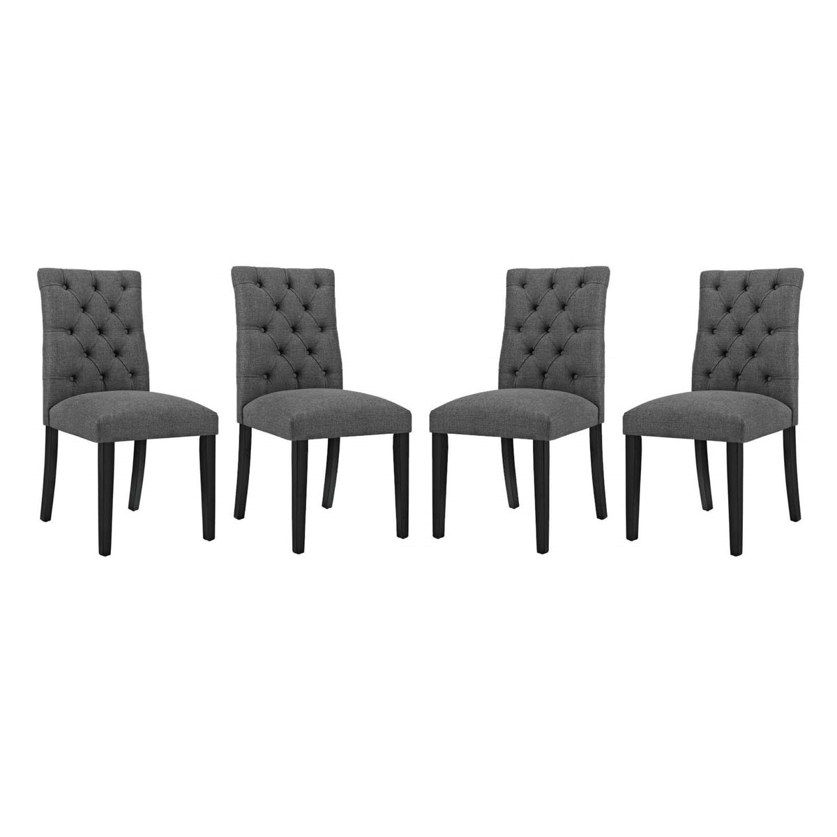 Casafoyer Duchess Modern Tufted Button Upholstered Fabric Parsons Four Dining Chairs In Gray