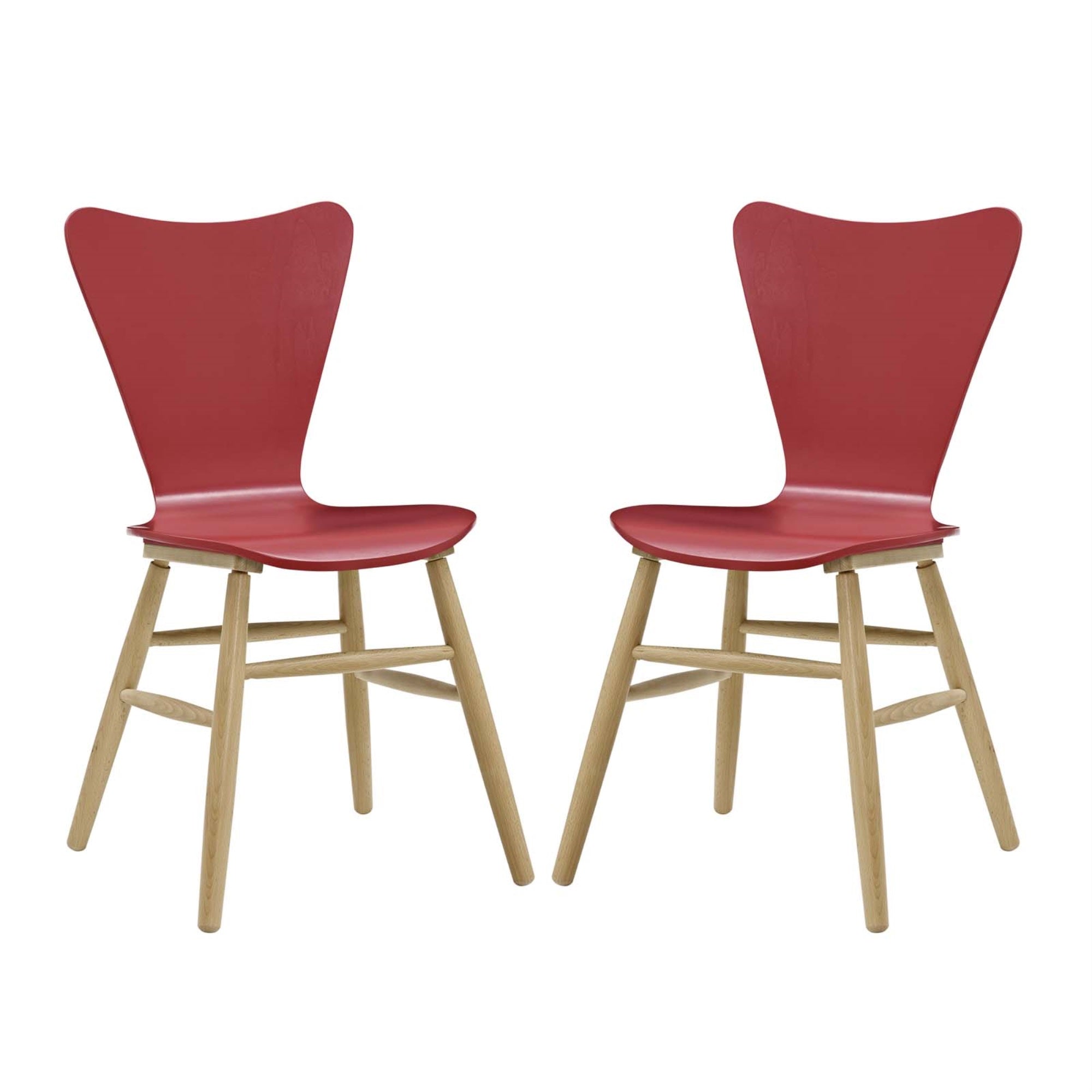 Cascade Dining Chair Set Of 2 - Mid-Century Modern Style With Contoured Seat And Flared Back - Painted Bentwood Construction - Natural Beechwood Legs - Supports Up To 331 Lbs - Versatile And Elegant Design