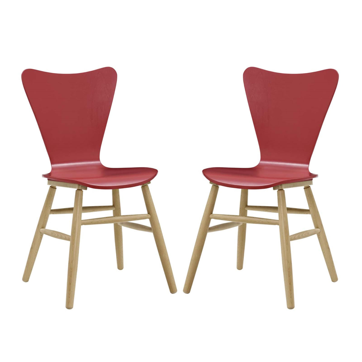 Cascade Dining Chair Set Of 2 - Mid-Century Modern Style With Contoured Seat And Flared Back - Painted Bentwood Construction - Natural Beechwood Legs - Supports Up To 331 Lbs - Versatile And Elegant Design