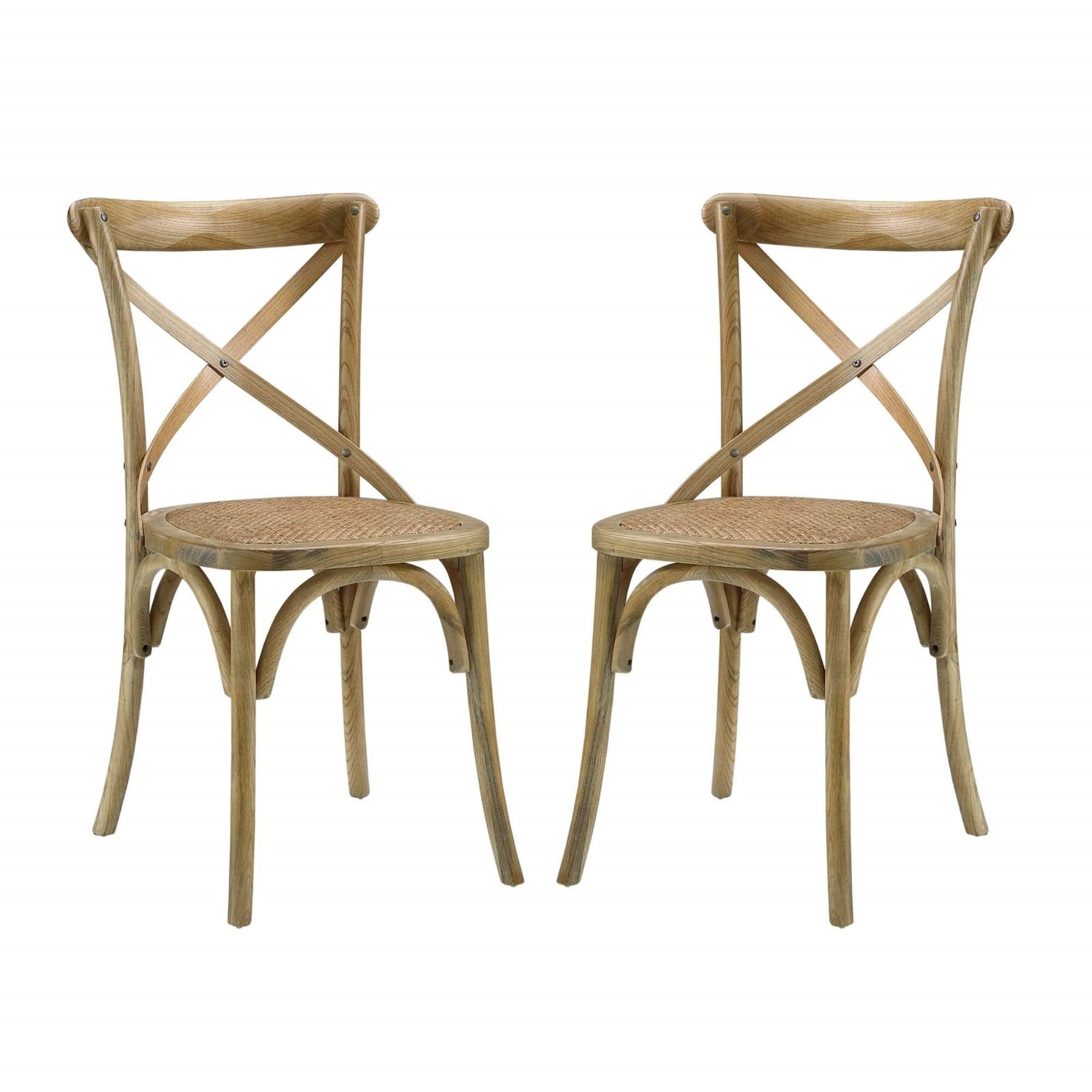 Yardlio Rustic Charm Dining Side Chair Set | Exposed Wood Backrest | Easy Assembly