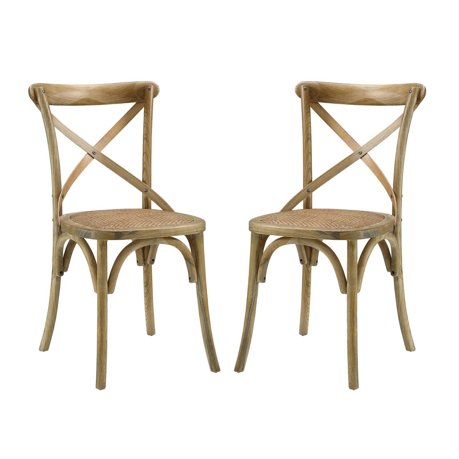 Casafoyer Rustic Charm Dining Side Chair Set | Exposed Wooden Backrest | Tapered Legs