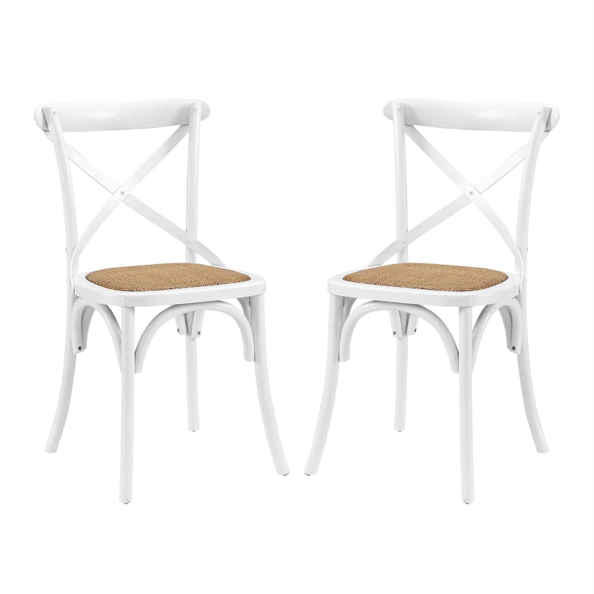 Rustic-Contemporary Wooden Dining Side Chairs - Set Of 2, White