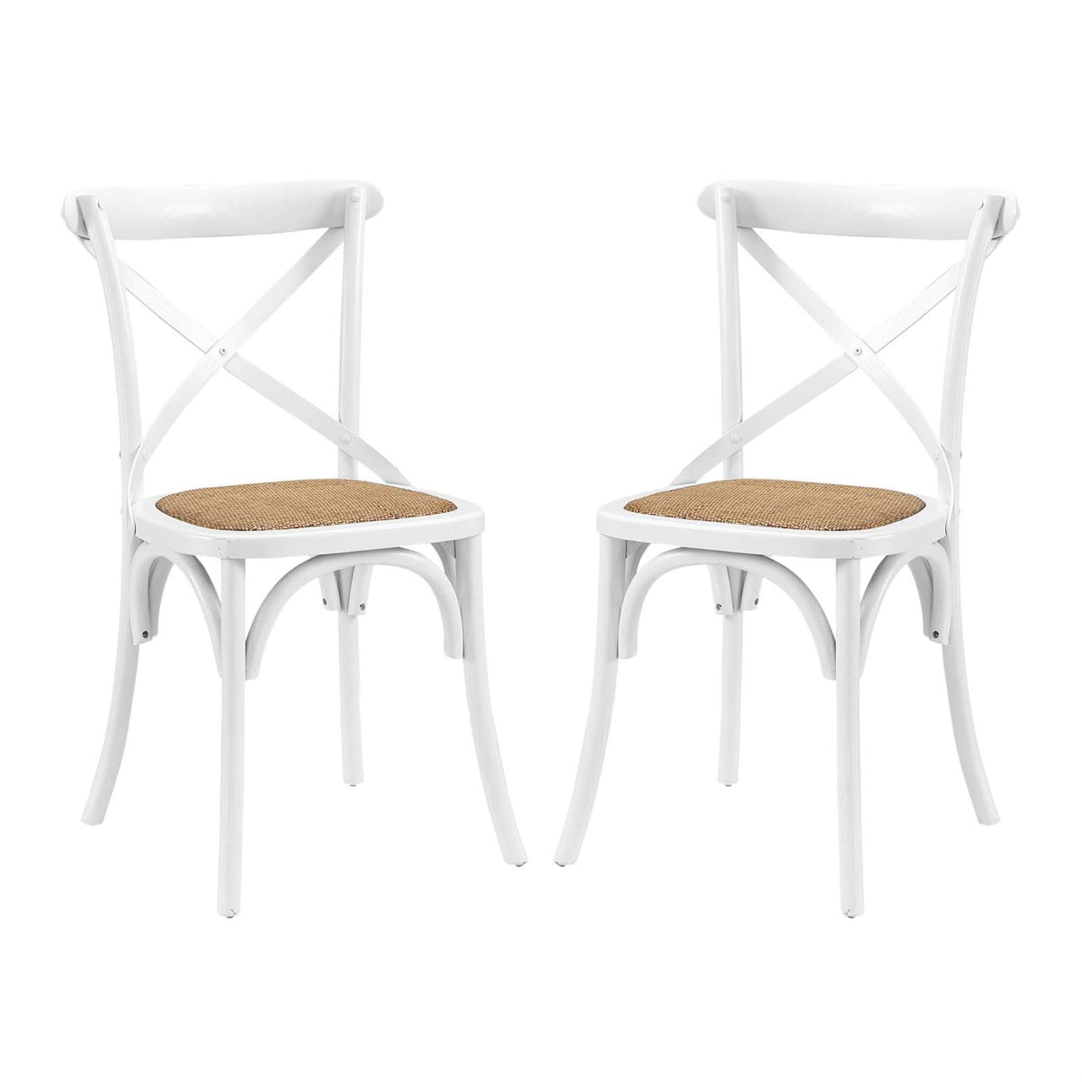 Rustic-Contemporary Wooden Dining Side Chairs - Set Of 2, White