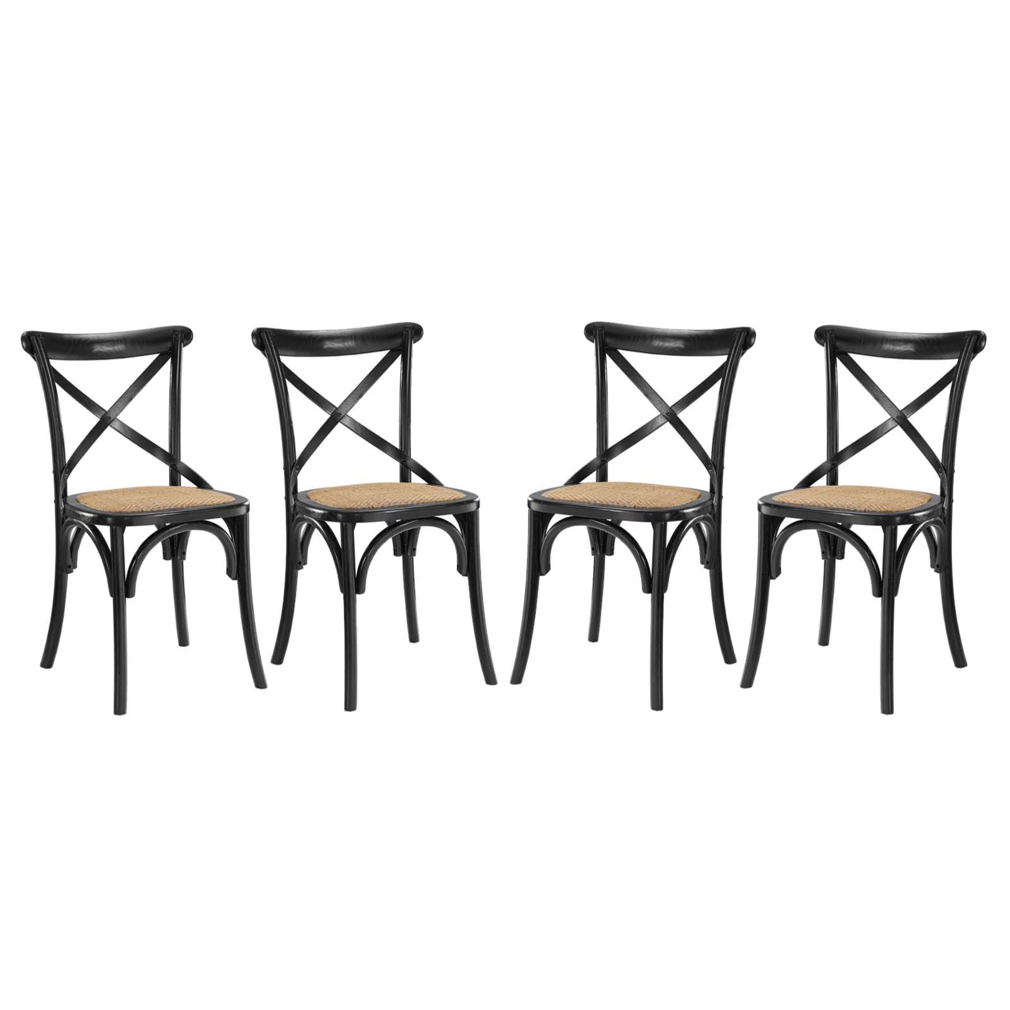 Rustic-Contemporary Wooden Dining Side Chairs - Set Of 4, Perfect For Tea Or Breakfast, Fully Assembled, Ideal For Country Cottages Or Urban Dwellings