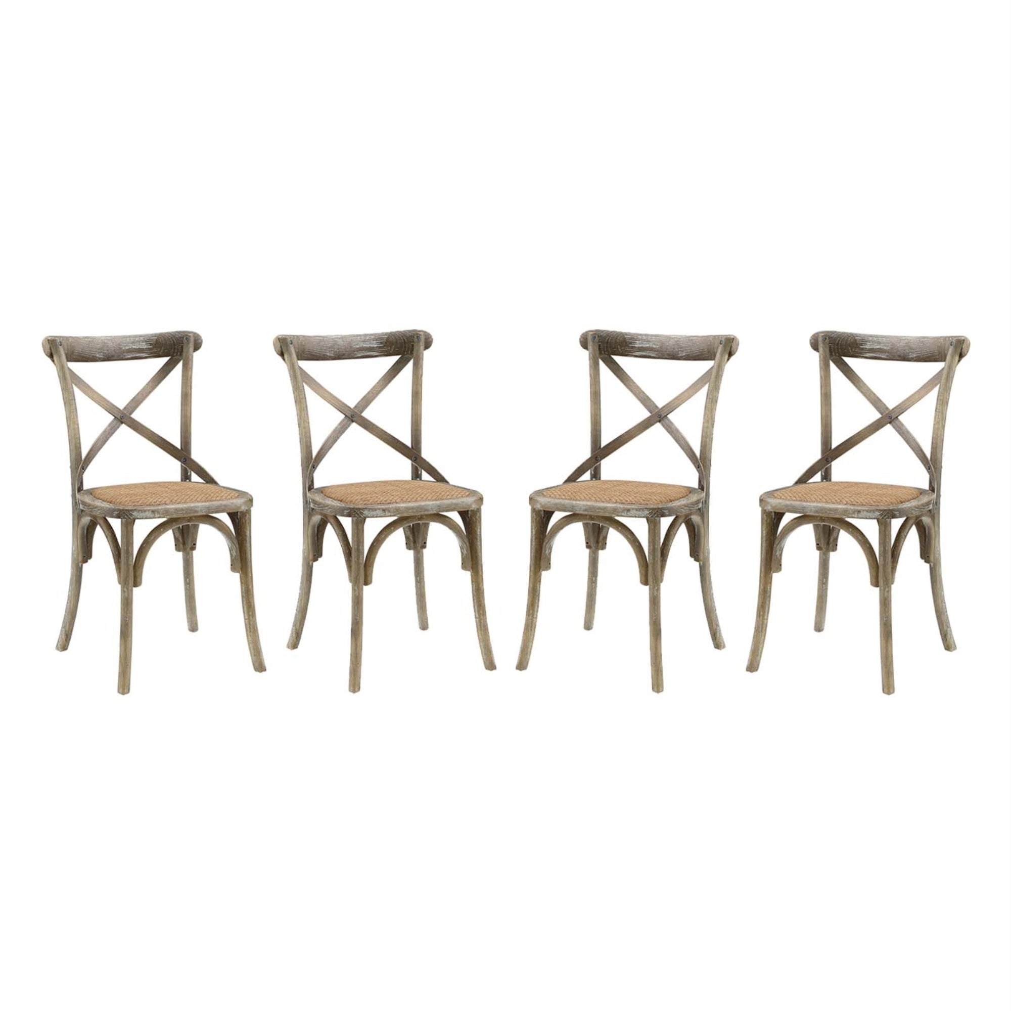 Rustic-Contemporary Wooden Dining Side Chairs - Set Of 4, Fully Assembled, Ideal For Country Cottages, Rustic Settings, Or City Dwellers, Tranquil Escape
