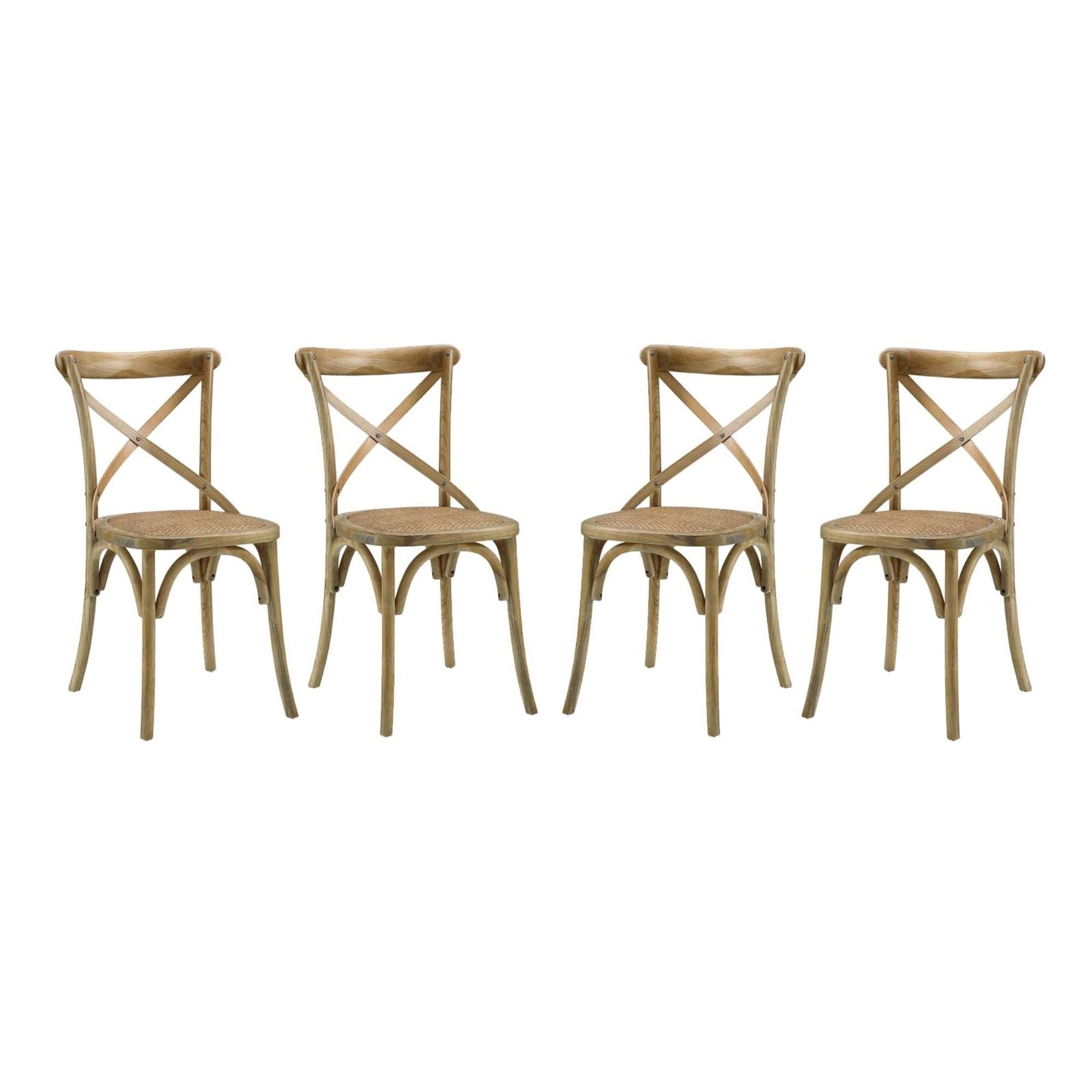 Yardlio Vintage Charm Dining Side Chair Set | Exposed Wood Backrest | Rustic Sophistication