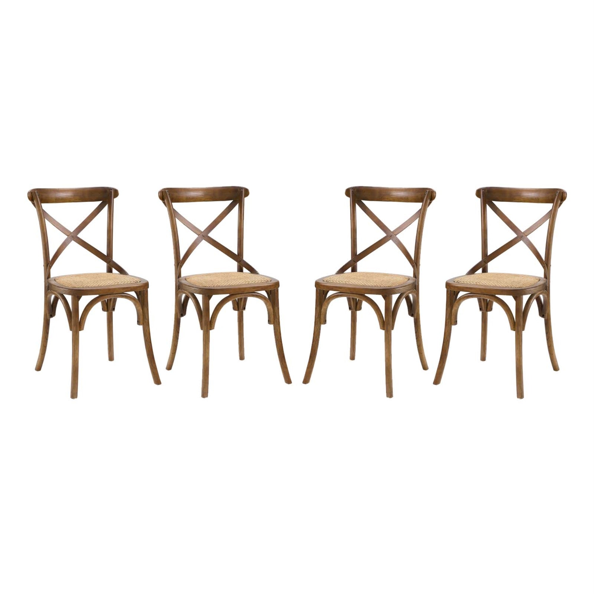 Rustic-Contemporary Dining Side Chairs - Set Of 4, Fully Assembled, Wooden Backrest, Tapered Legs, Ideal For Country Cottages And Urban Homes