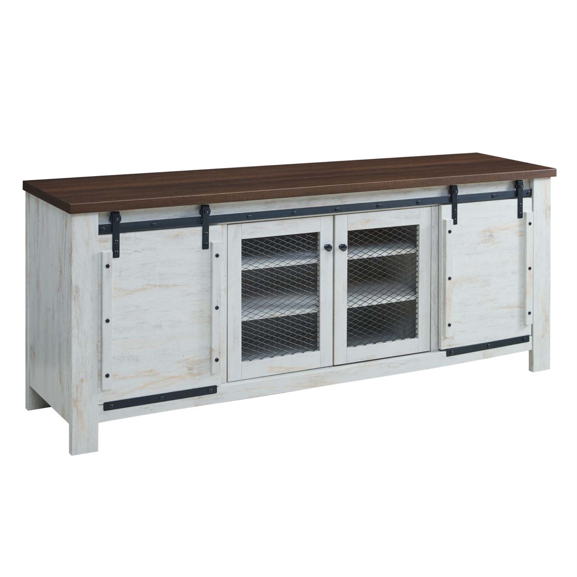 Bennington 71' Rustic Sliding Door Tv Stand - Enhance Your Living Room Aesthetic With Adjustable Shelves, Cable Management, And Concealed Storage. Fits Tvs Up To 68'.
