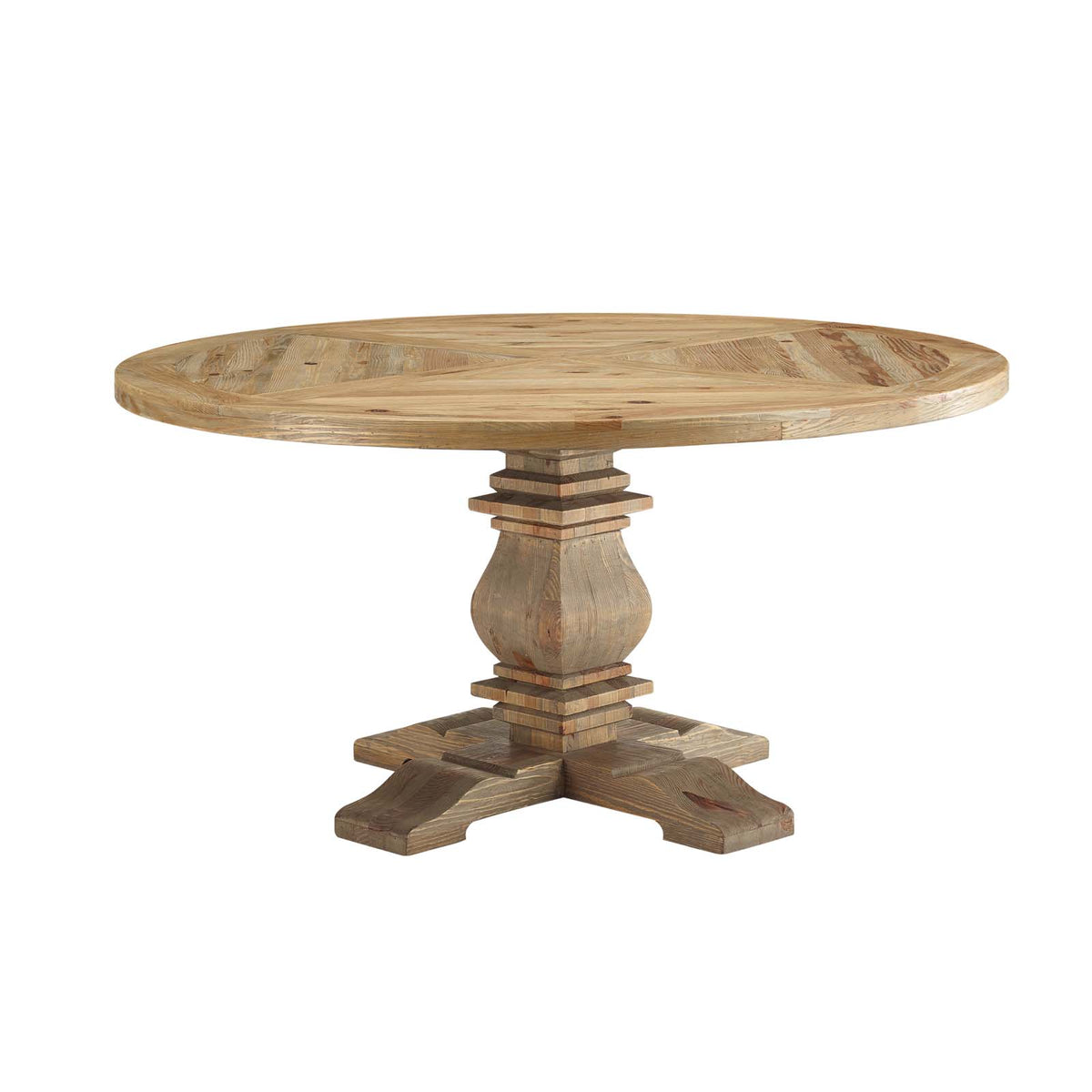 Column 59' Round Pine Wood Dining Table - Brown