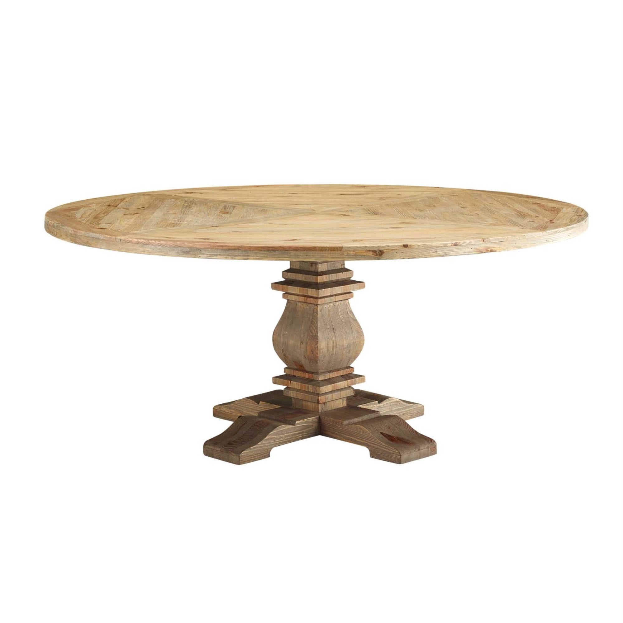 Exquisite Column Dining Table - Perfect For Modern Farmhouse, Rustic, Industrial, Or Ranch Style Homes - Solid Pine Wood - Spacious 71' Round Table Top - Seats Up To Ten Guests - Ultimate Choice For Functionality And Style