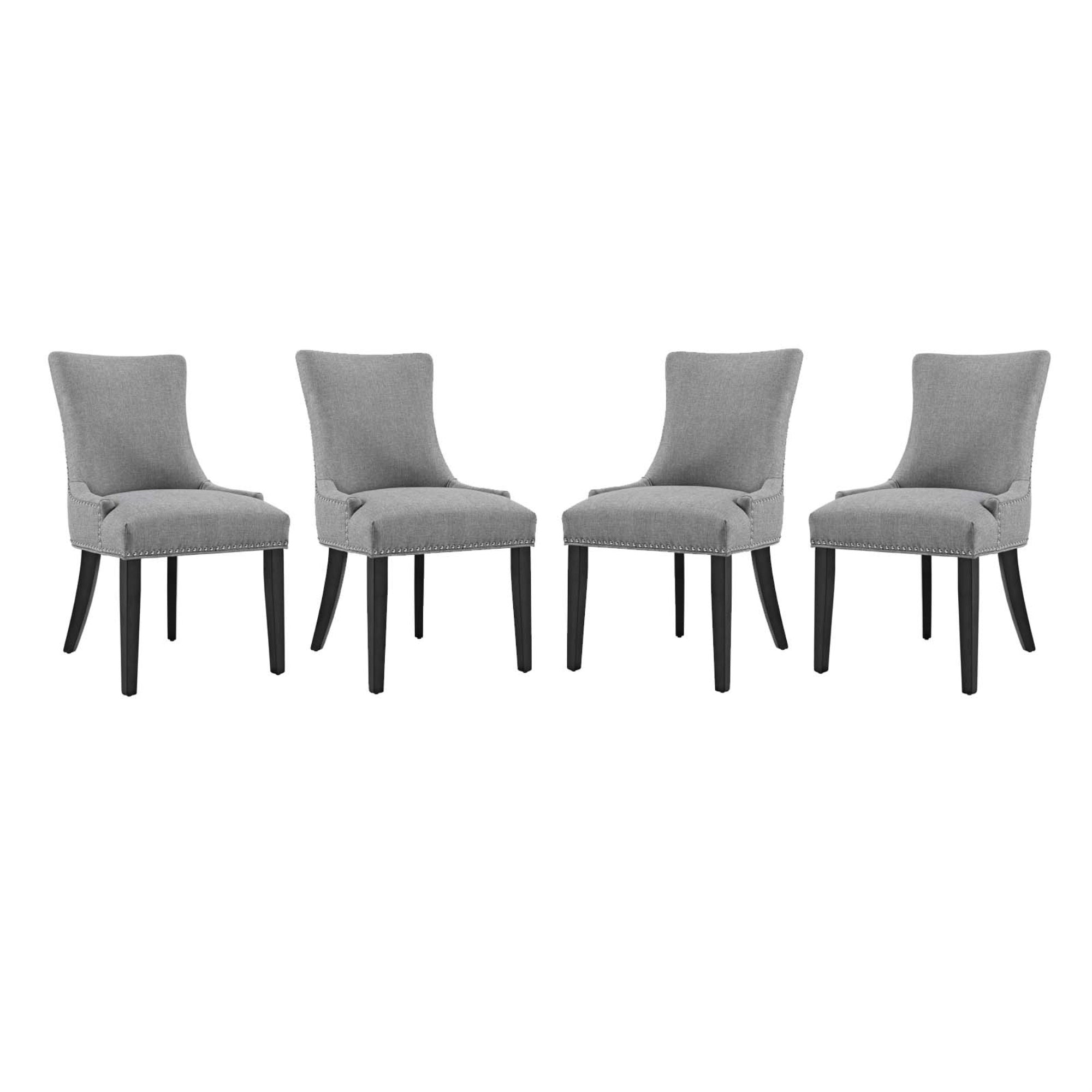 Elegant Marquis Dining Side Chair Set Of 4 - Stylish Hourglass Back, Nailhead Trim, Non-Marking Foot Caps, Tapered Wood Legs, High-Quality Polyester Fabric - Perfect For Modern & Traditional Dining Rooms