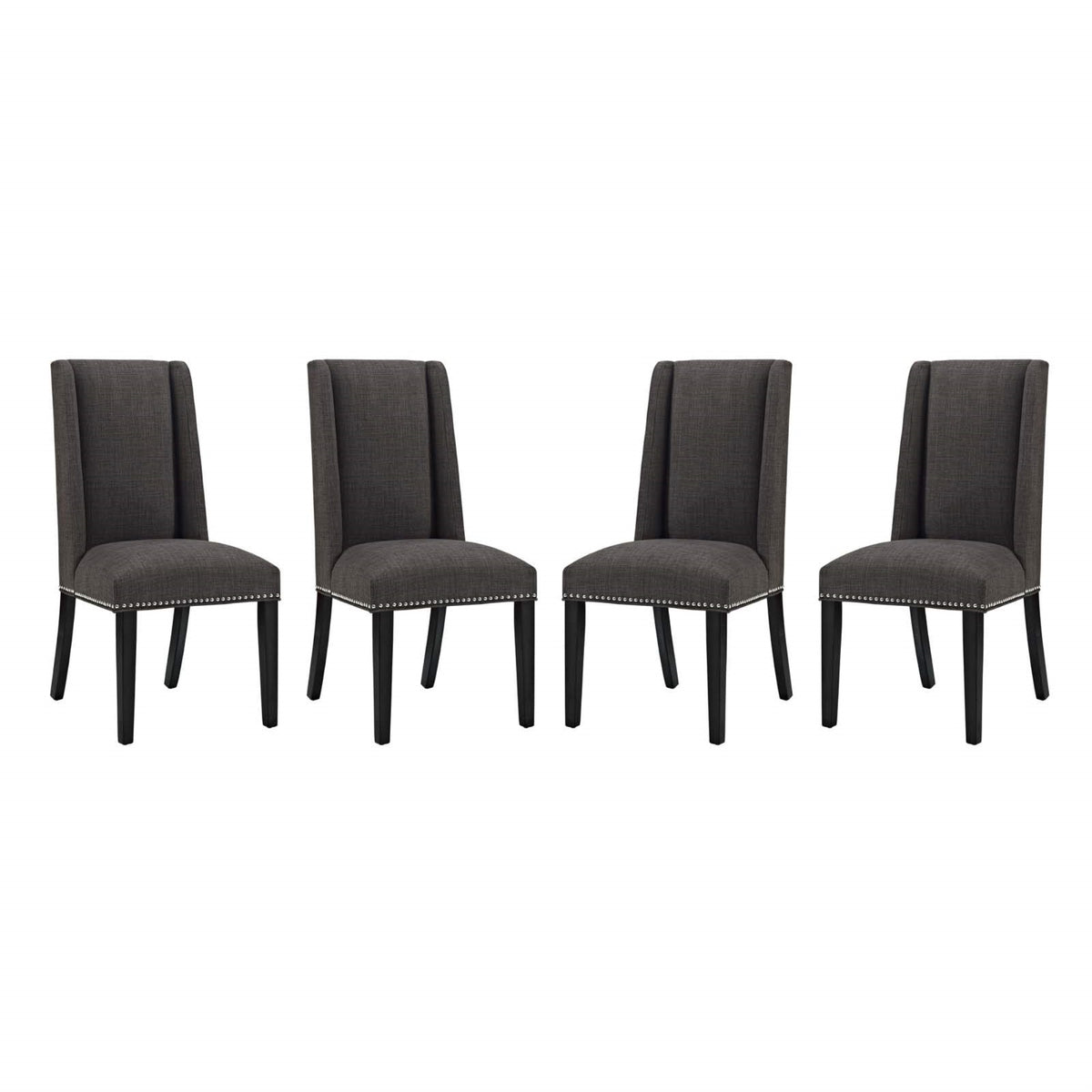 Casafoyer Baron Fabric Set Of 4, Four Dining Chair, Brown