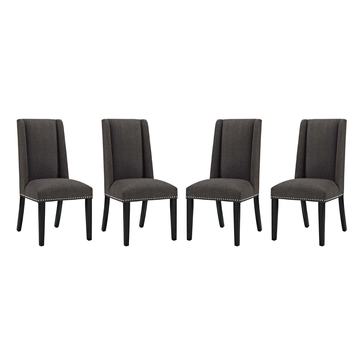 Baron Dining Chair Set Of 4 - Elegant Upholstered Seats With Nailhead Trim, Sturdy Wooden Frame, Non-Marking Foot Glides - Brown