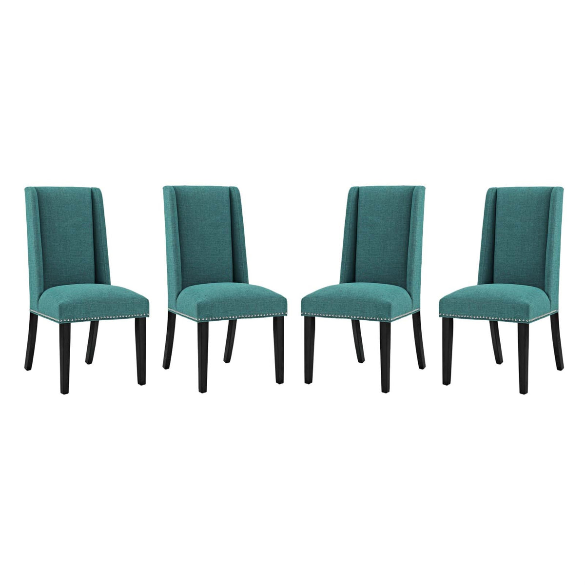 Baron Dining Chair Set Of 4 - Elegant Upholstered Seats With Nailhead Trim, Wooden Frame, And Non-Marking Foot Glides