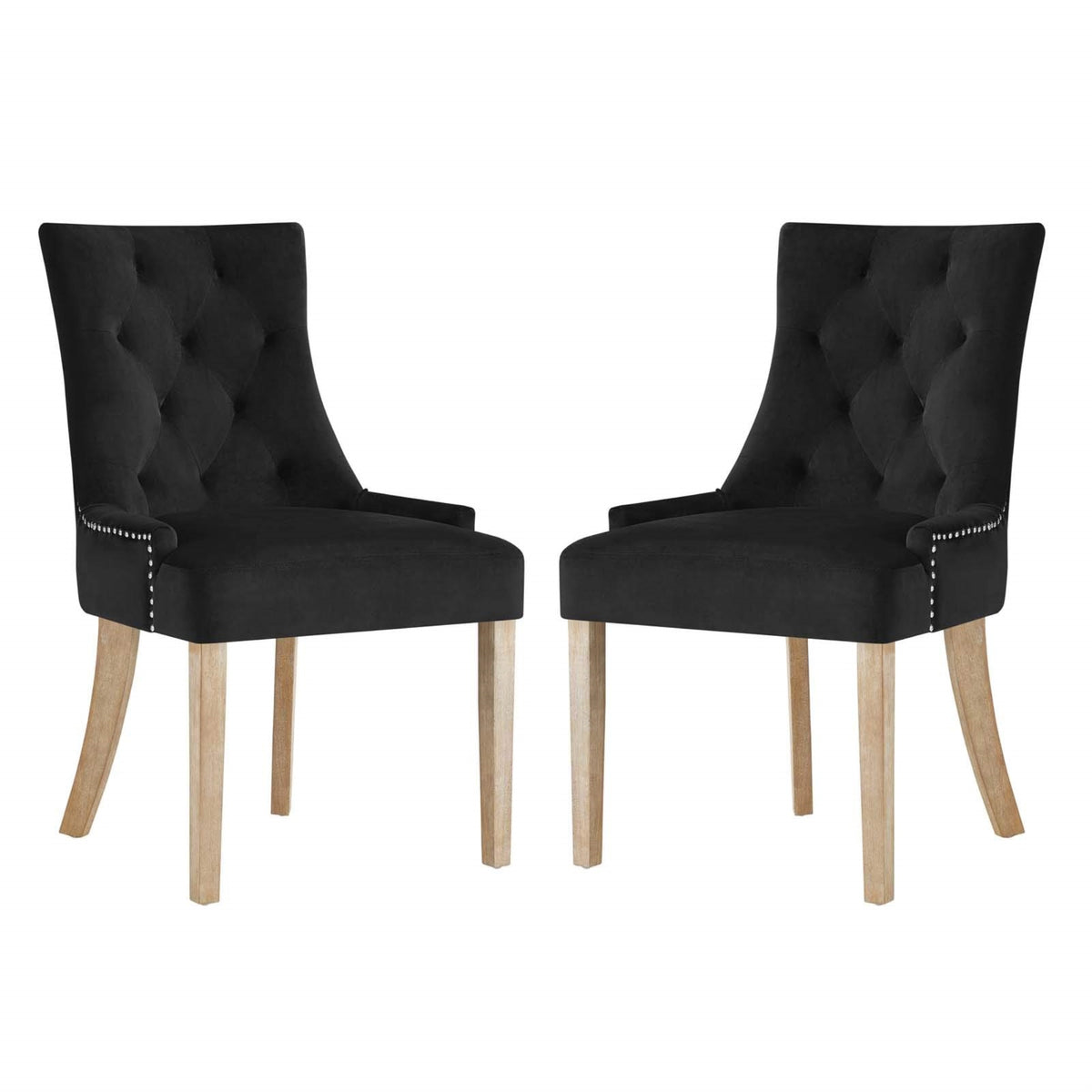 Casafoyer America Luxury - Chairs Modern Contemporary Urban Dining Kitchen Room Side Chair, Set Of Two, Velvet Fabric Wood, Black