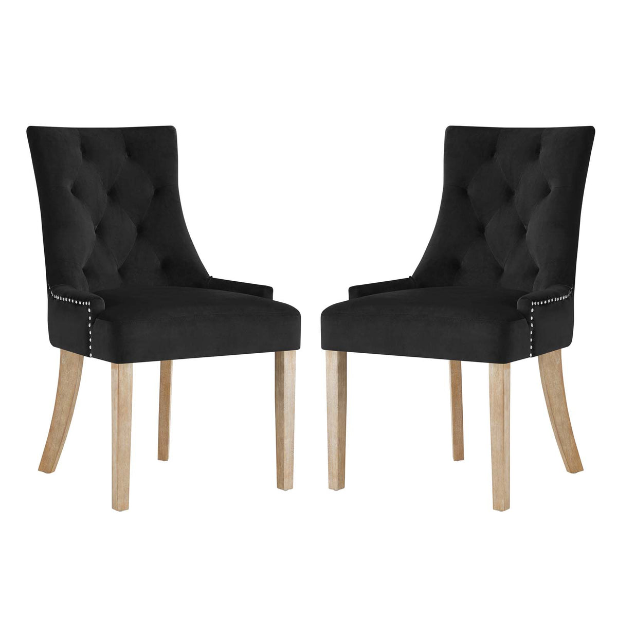 Pose Dining Chair Velvet Set Of 2 - Black