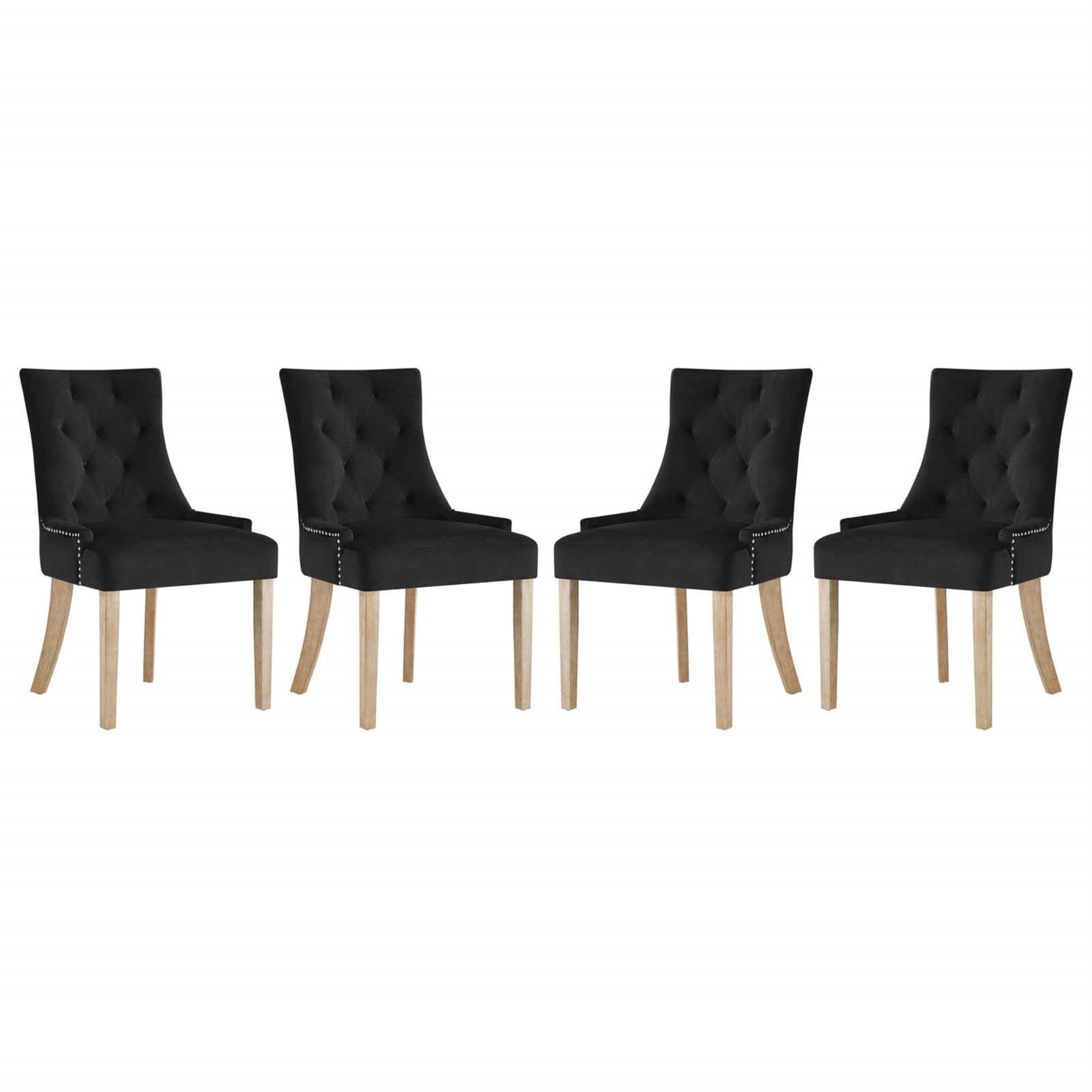 Casafoyer Ponder Mid-Century Modern Four Dining Chair With Performance Velvet In Black