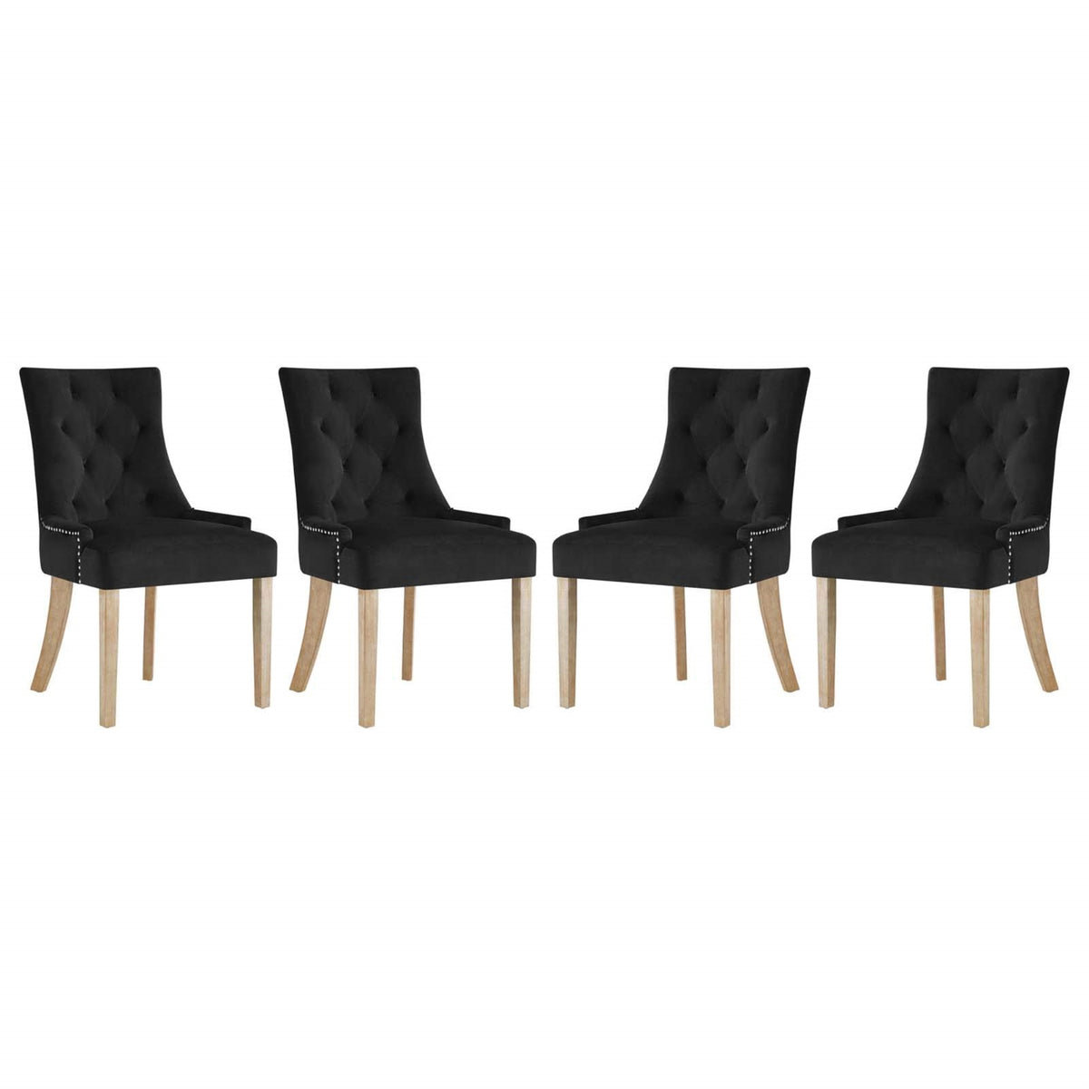 Casafoyer Ponder Mid-Century Modern Four Dining Chair With Performance Velvet In Black
