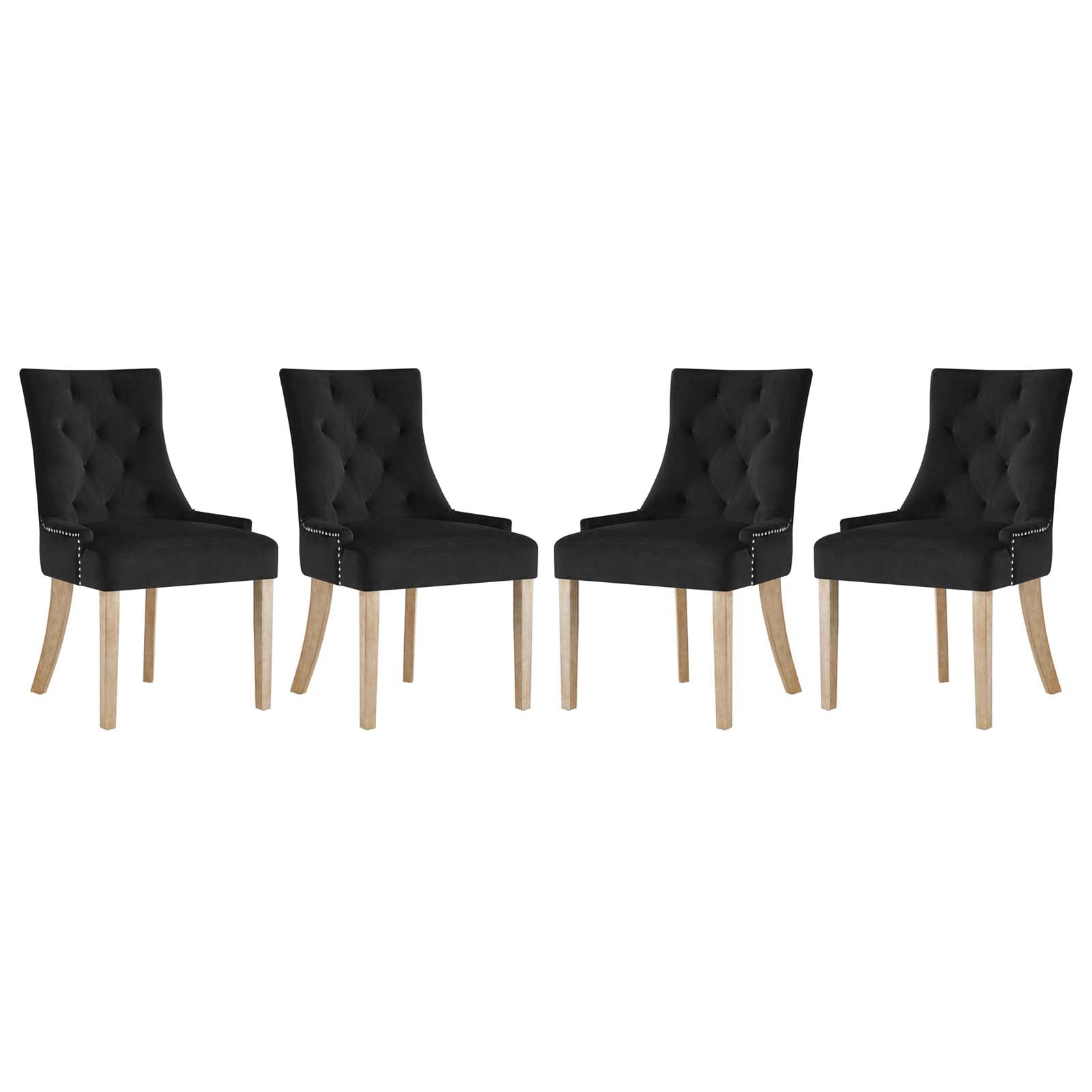 Pose Dining Chair Velvet Set Of 4 - Black