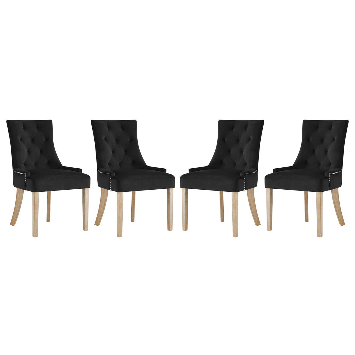 Pose Dining Chair Velvet Set Of 4 - Black