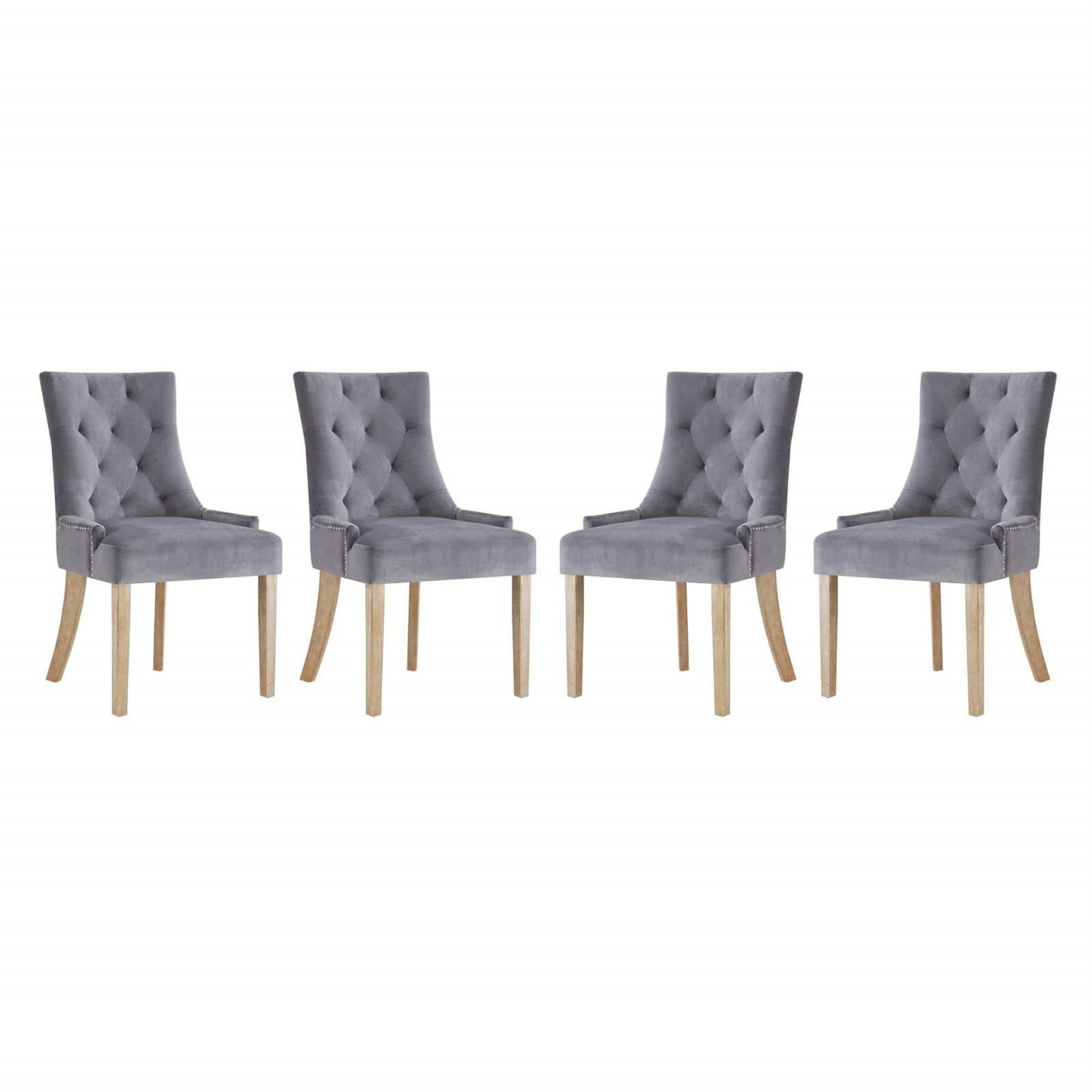 Casafoyer Ponder Mid-Century Modern Four Dining Chair With Performance Velvet In Gray