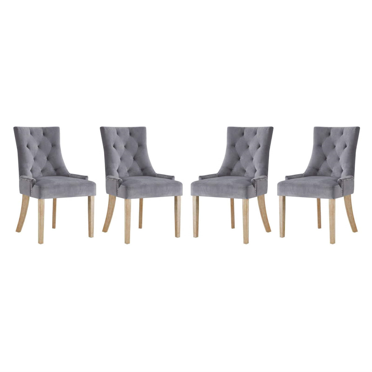 Casafoyer Ponder Mid-Century Modern Four Dining Chair With Performance Velvet In Gray