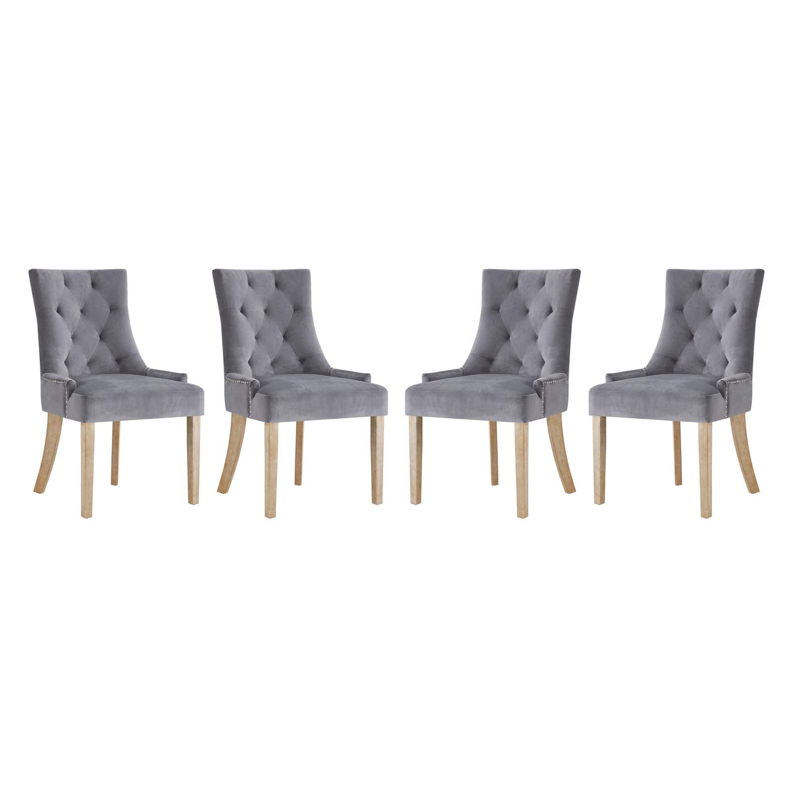 Pose Dining Chair Velvet Set Of 4 - Gray